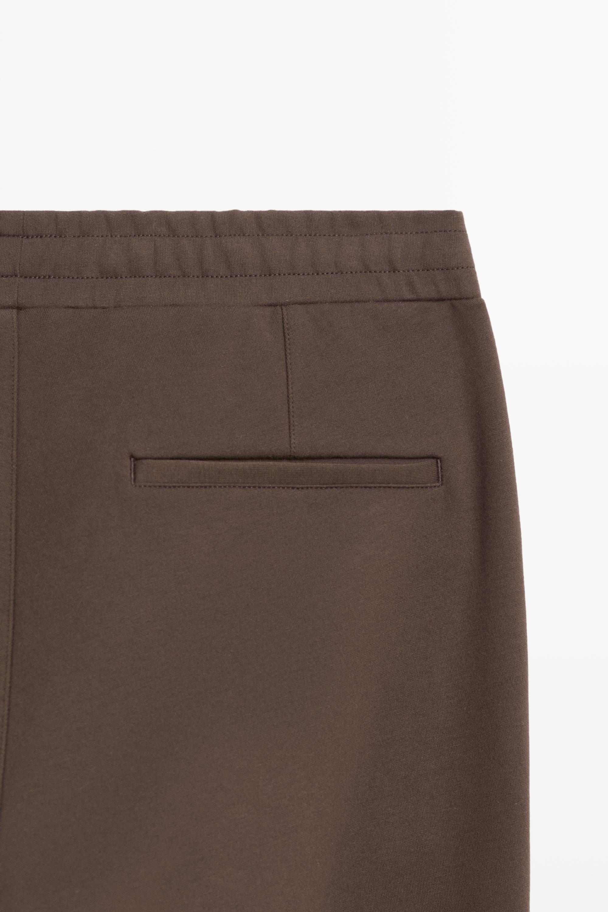 Total look cotton blend jogger fit trousers — BROWN