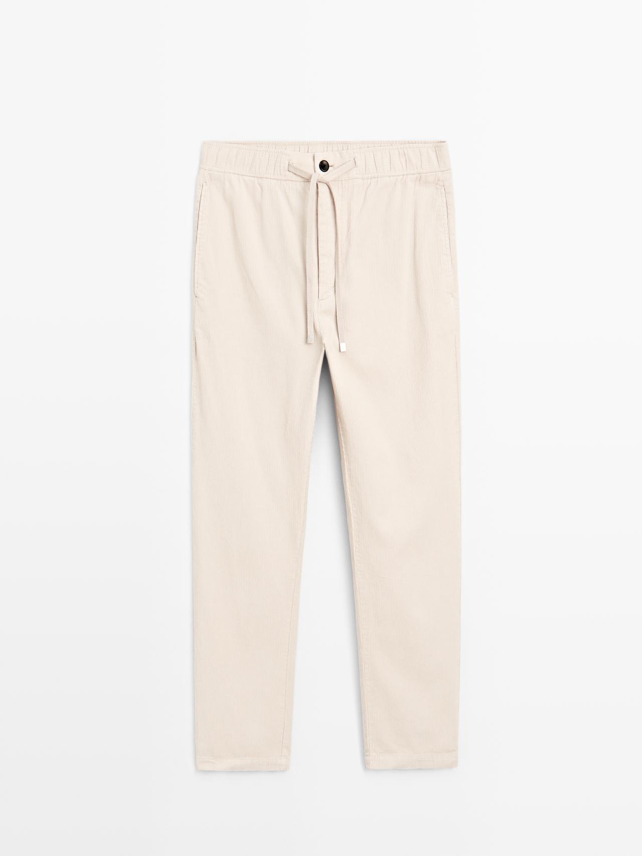 Massimo Dutti - Herre - Jogger Fit Bukser I Jernbanefløjl - Beige - S