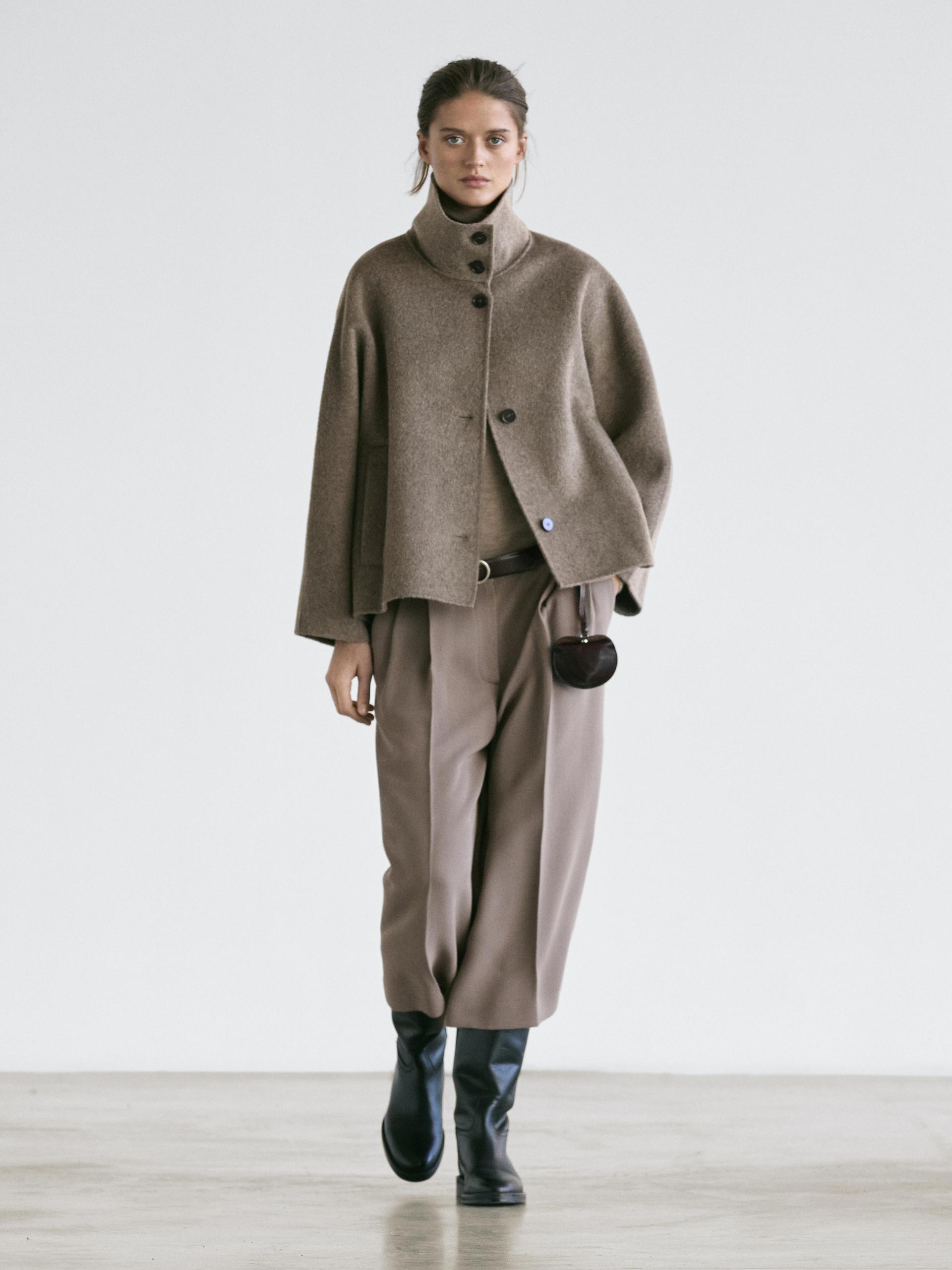 Calções Bermuda Compridos, Largos E Fluidos - Castanho Toupeira - 36 - Massimo Dutti - Mulher