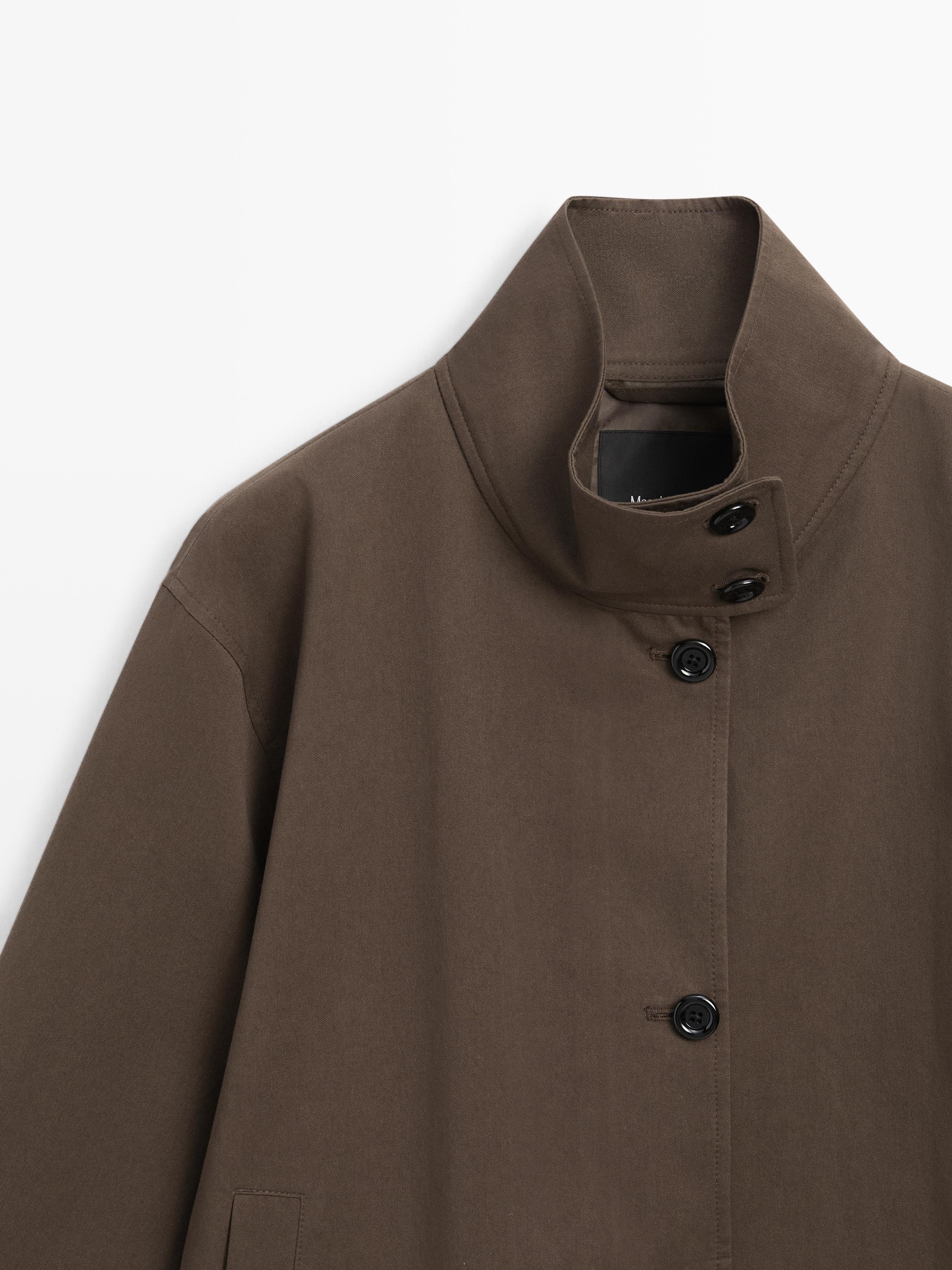 Mid-length trench coat with belt detail — Chocolate