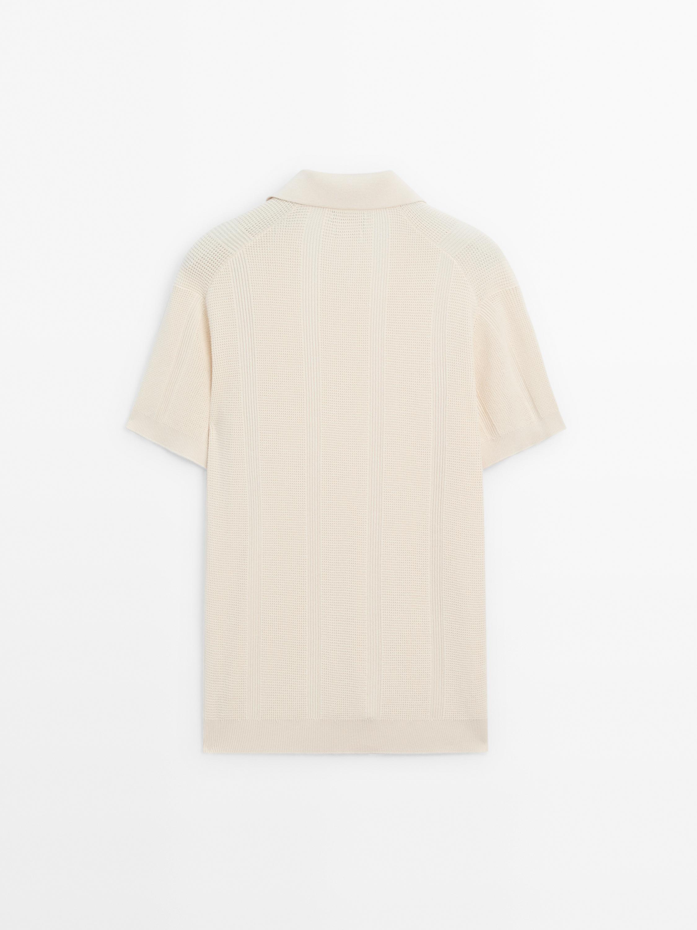 Short sleeve cotton knit polo shirt