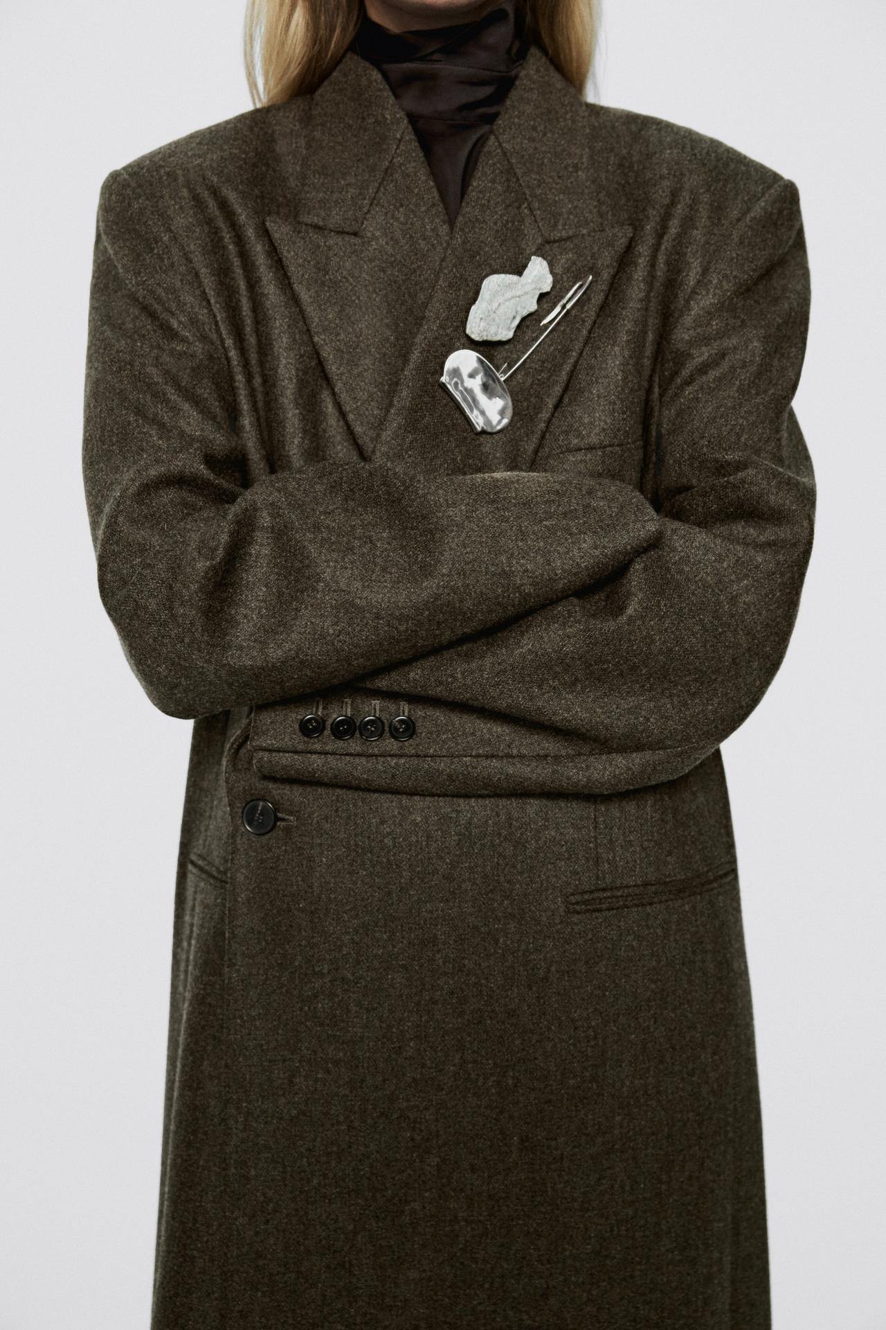 Oversize double-breasted long coat - LIMITED EDITION — OLIVE