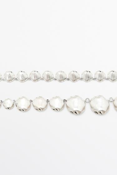 Long necklace with metal pieces — SILVER 4