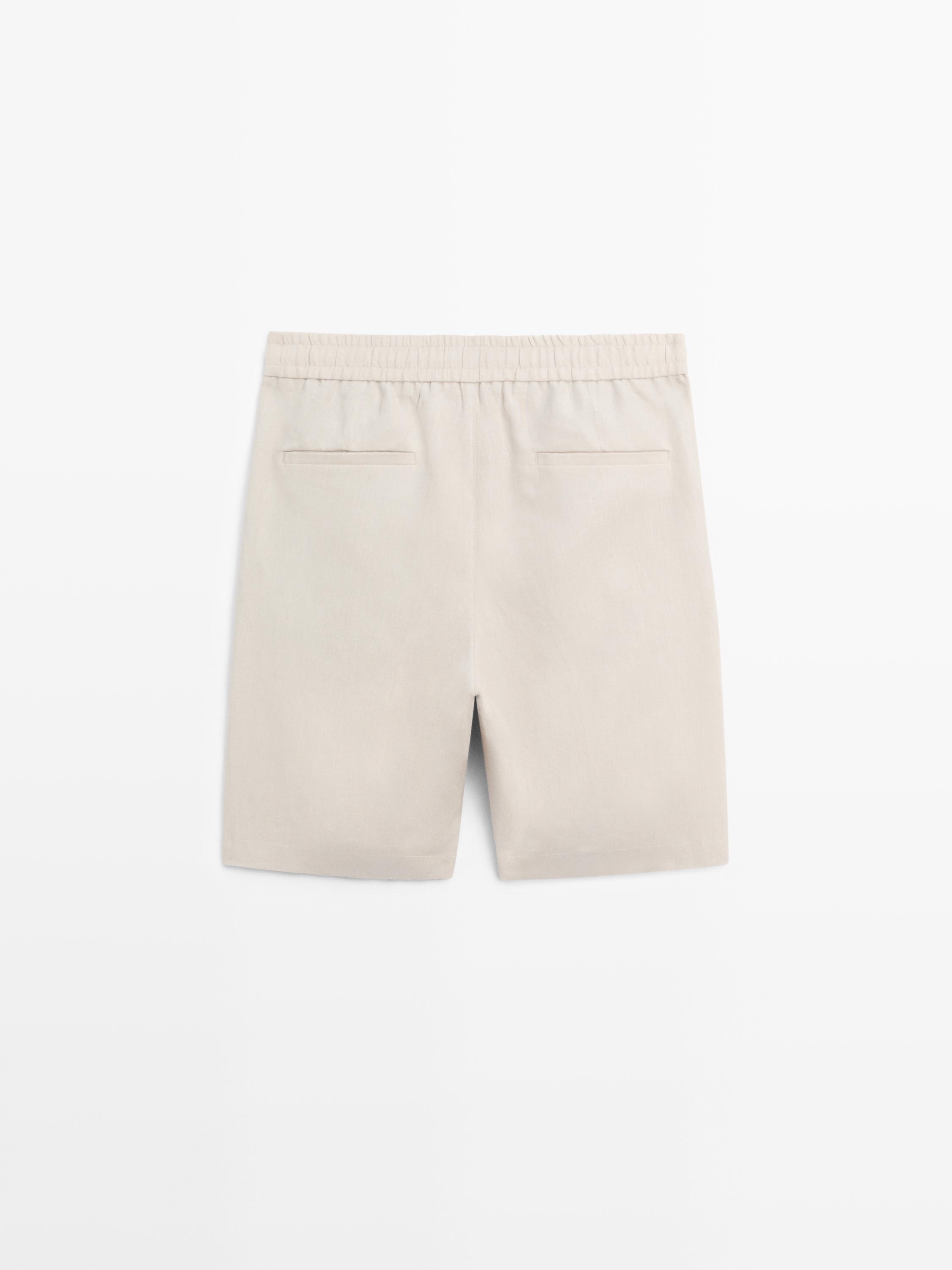 100% linen short Bermuda shorts — SAND
