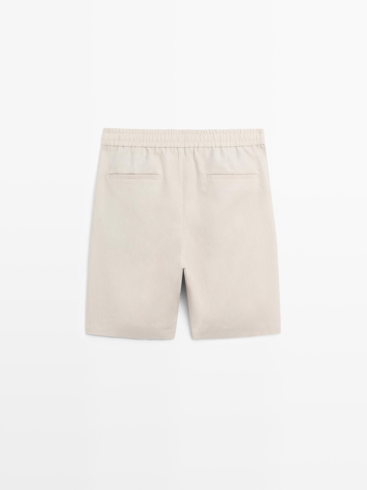 100% linen short Bermuda shorts — SAND