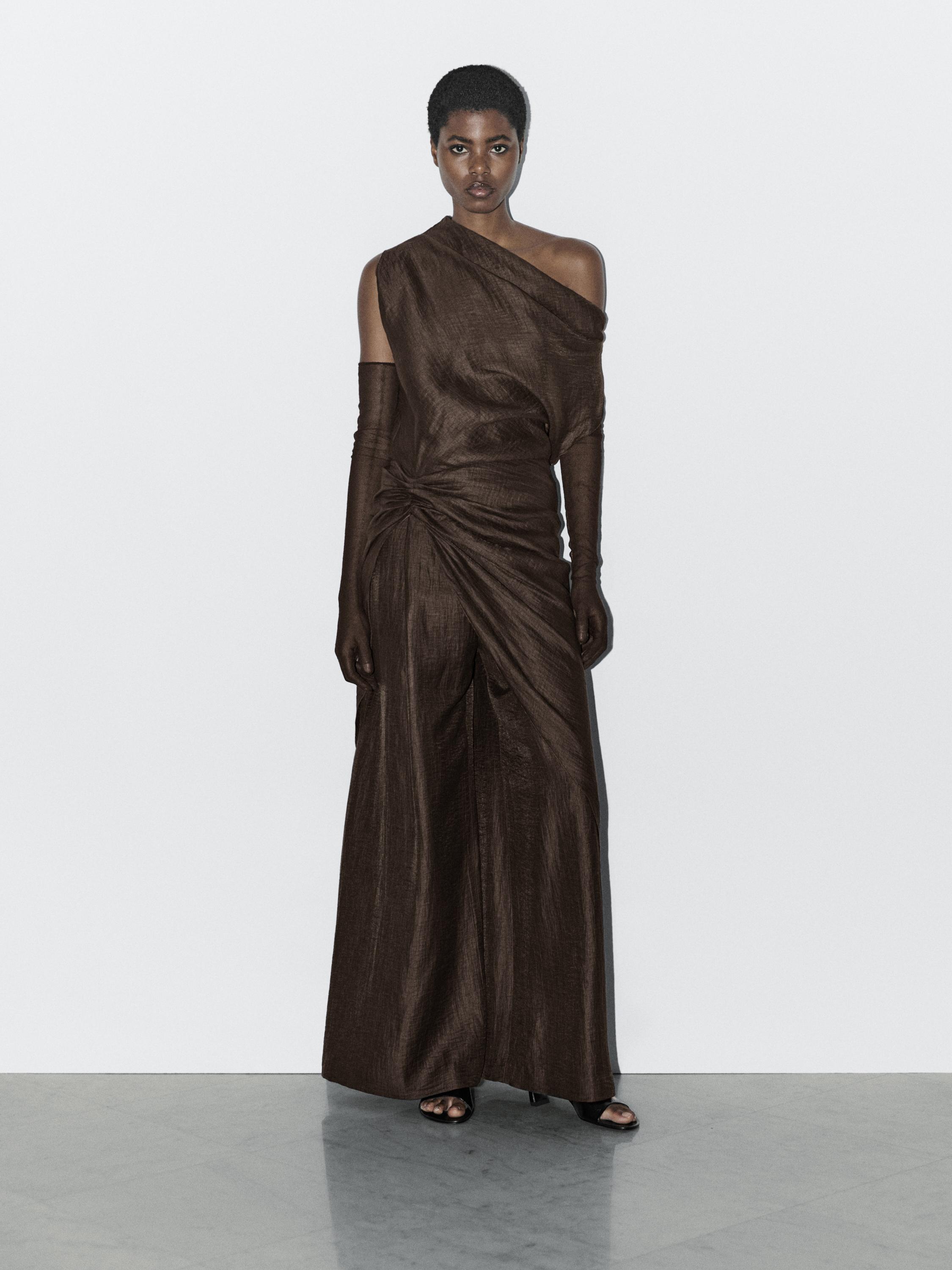 Draped neck top with gathered detail - STUDIO