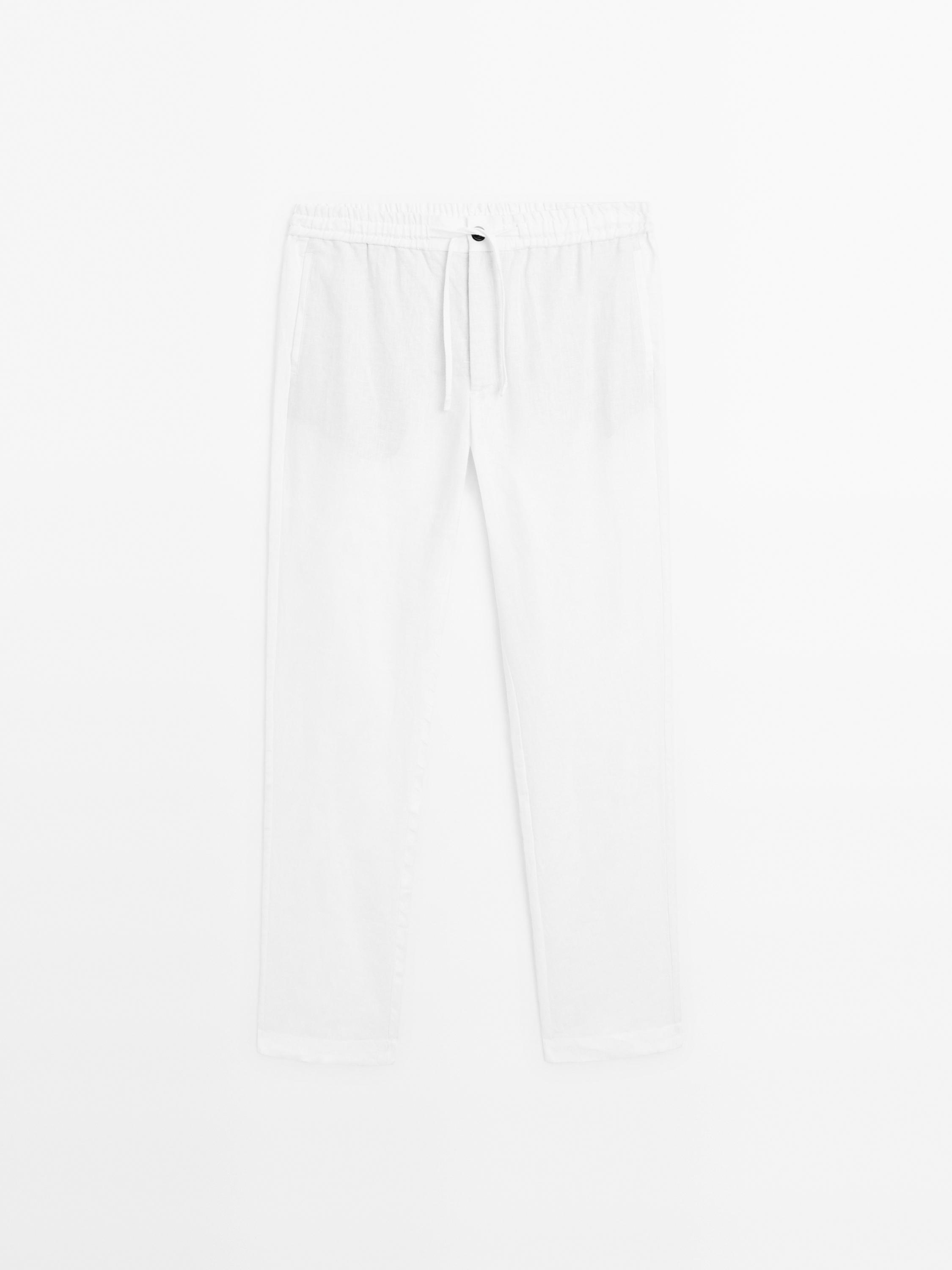 100% linen jogger trousers