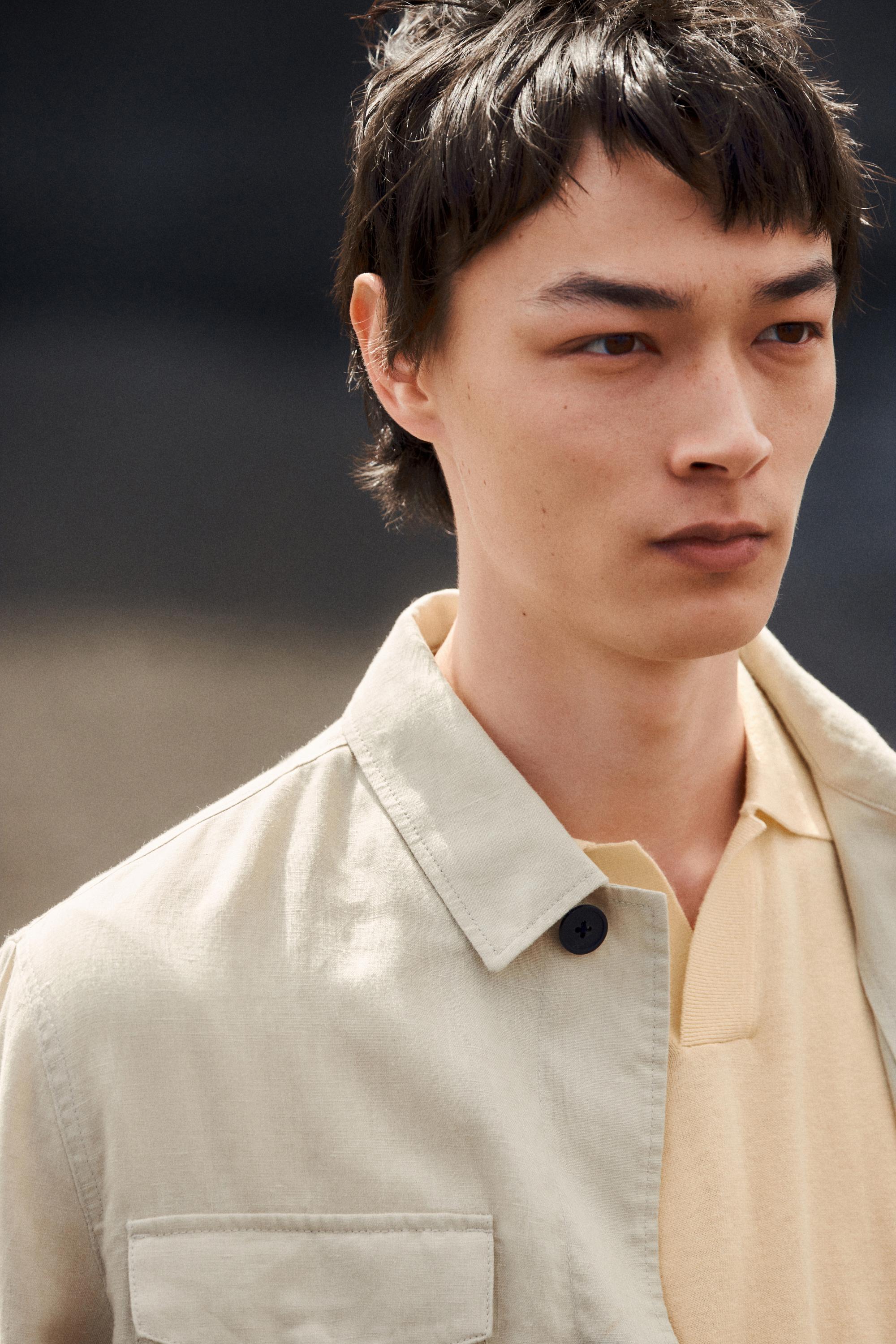 Lightweight linen jacket with pockets — STONE