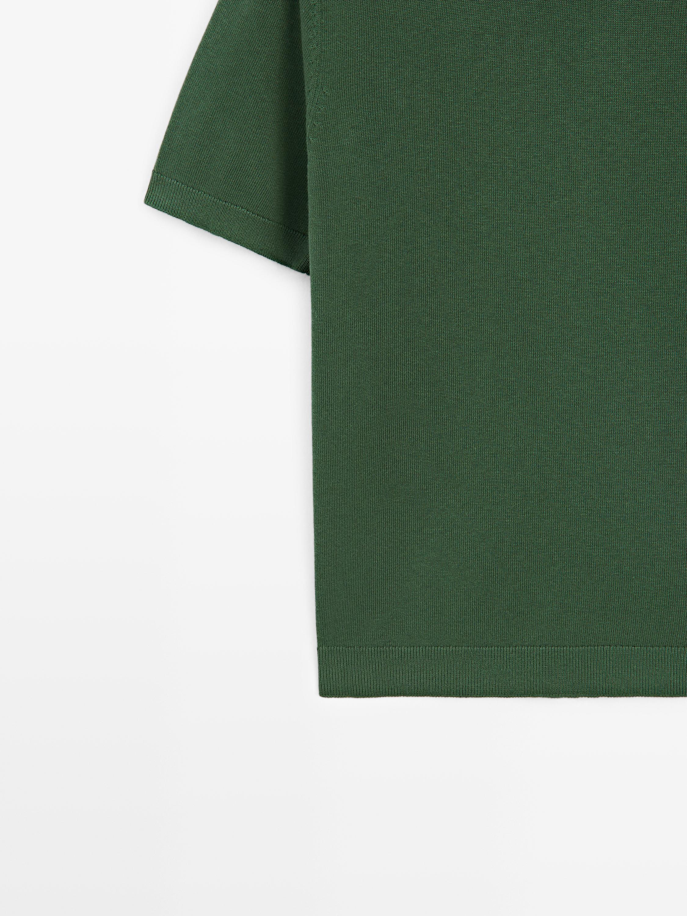 Cotton blend knit polo sweater — DUCK GREEN