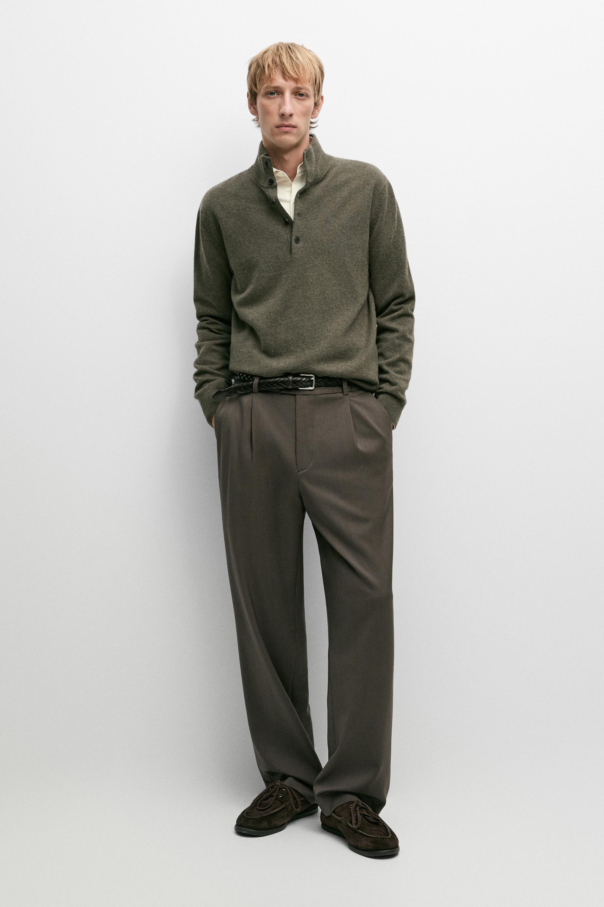 Wool blend mock neck knit sweater