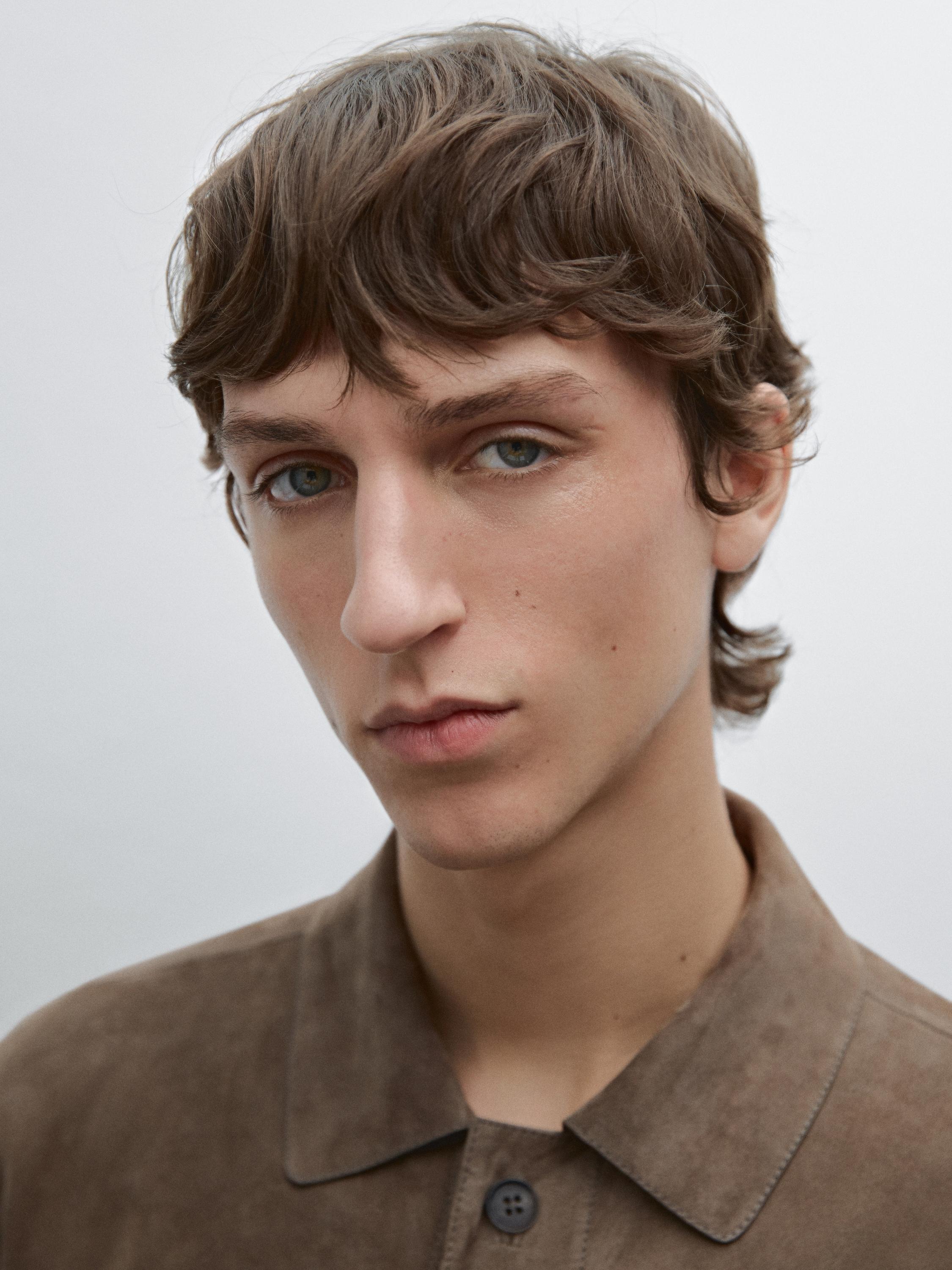 Suede overshirt with chest pockets