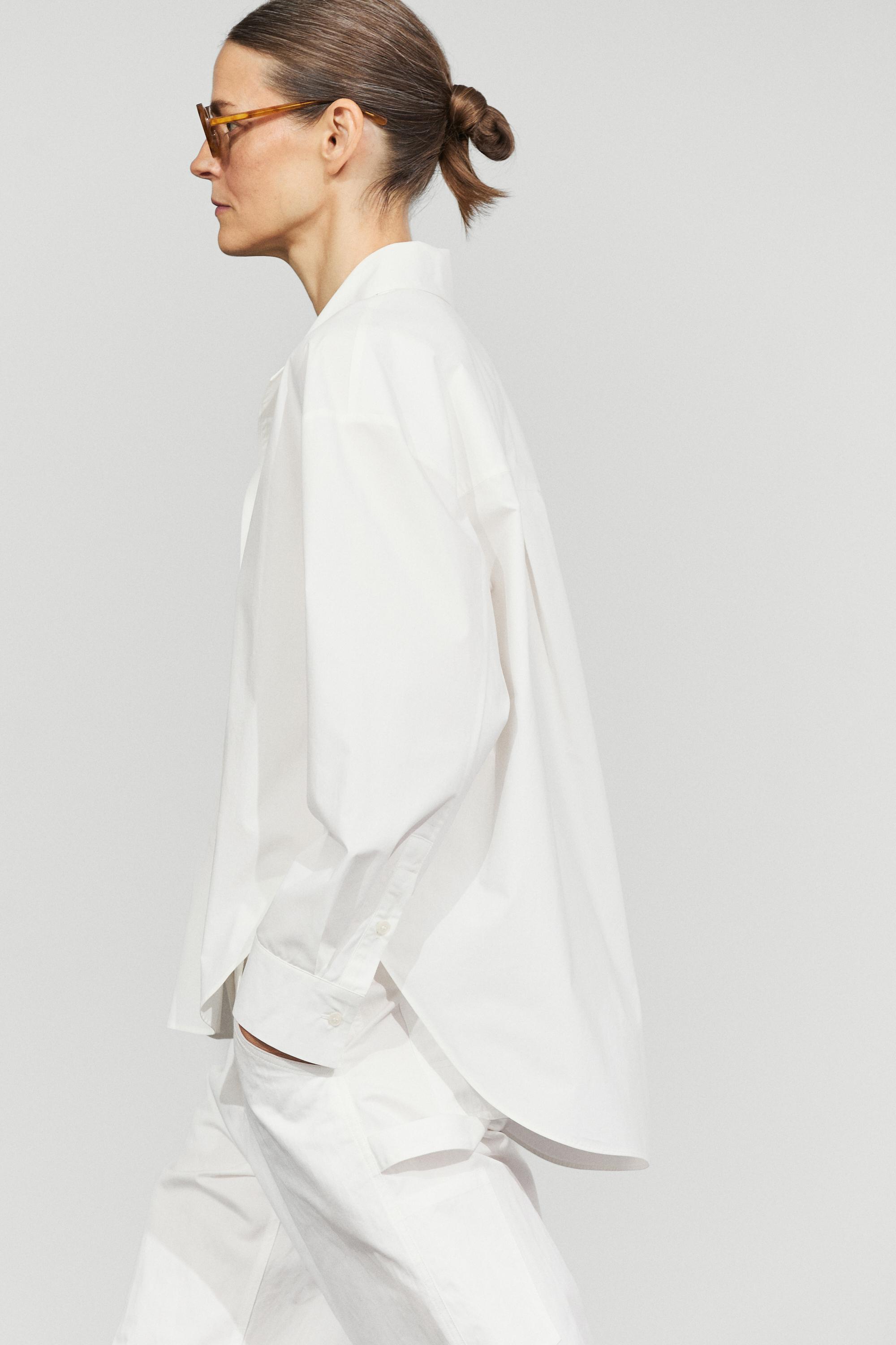 Poplin shirt with seam details — WHITE