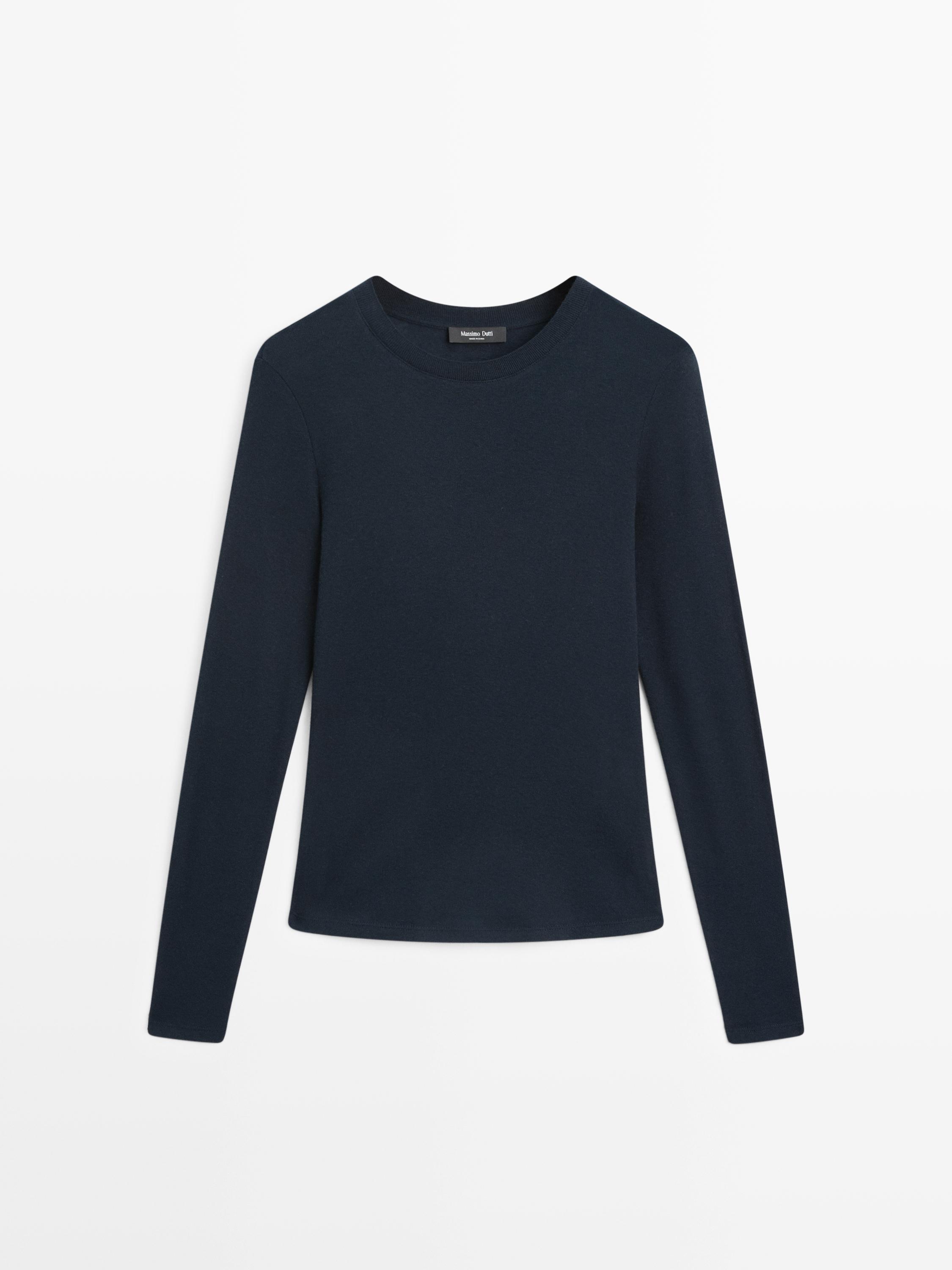 Long-sleeve cotton blend T-shirt