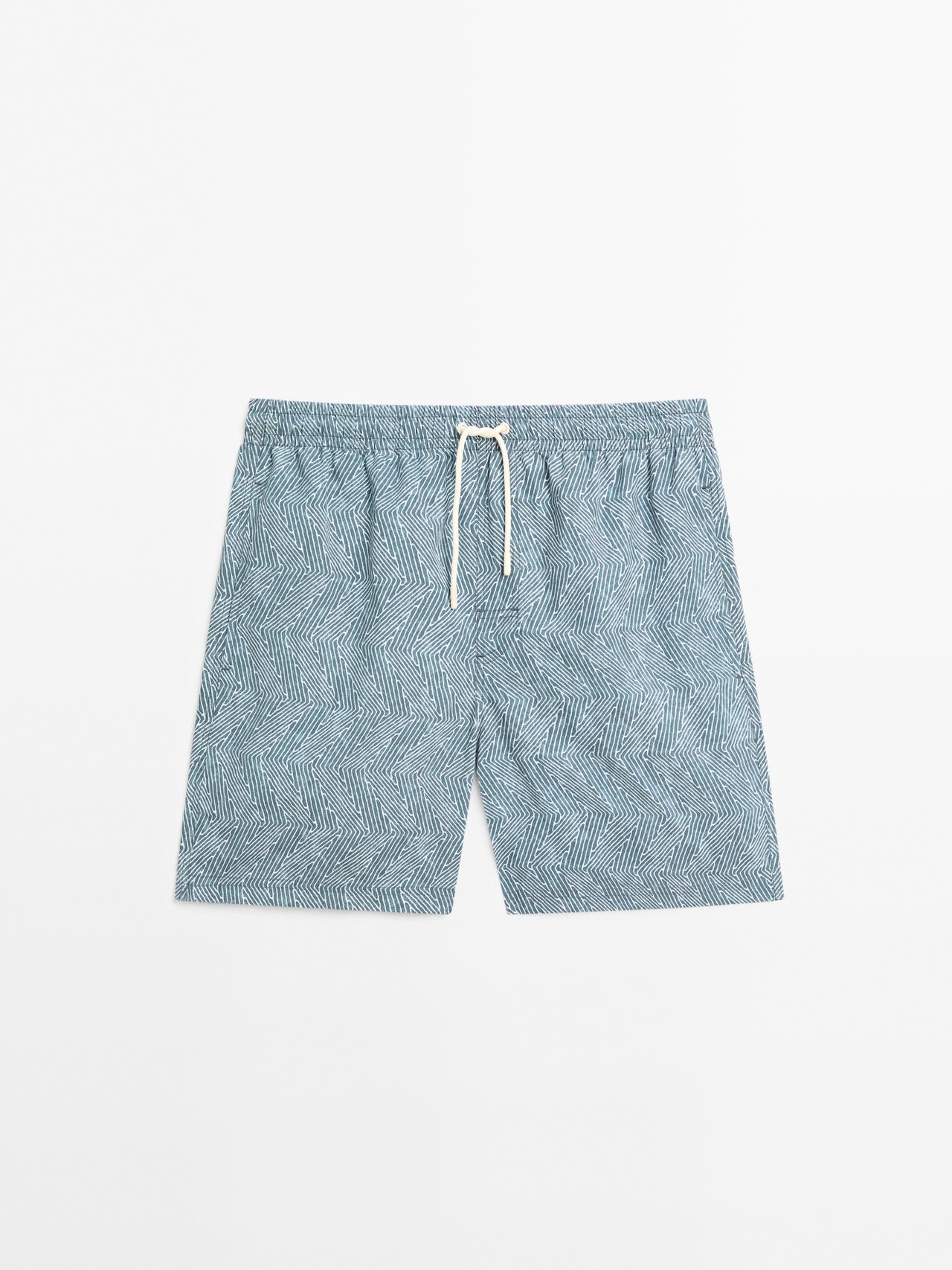 Massimo Dutti - Herre - Mønstrede Badebukser - Blå - L