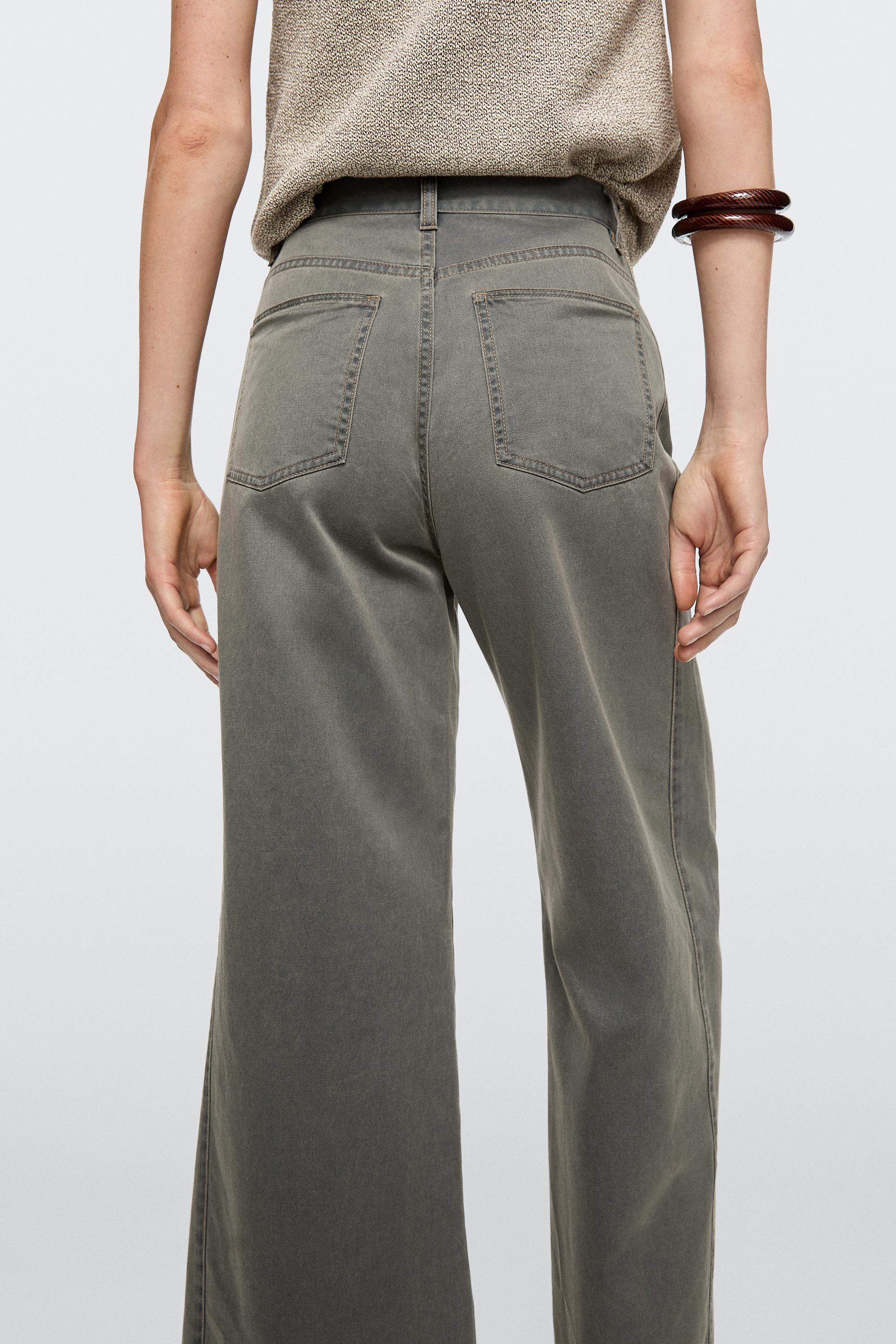 Wide-leg cotton jeans with denim detail — Light Blue