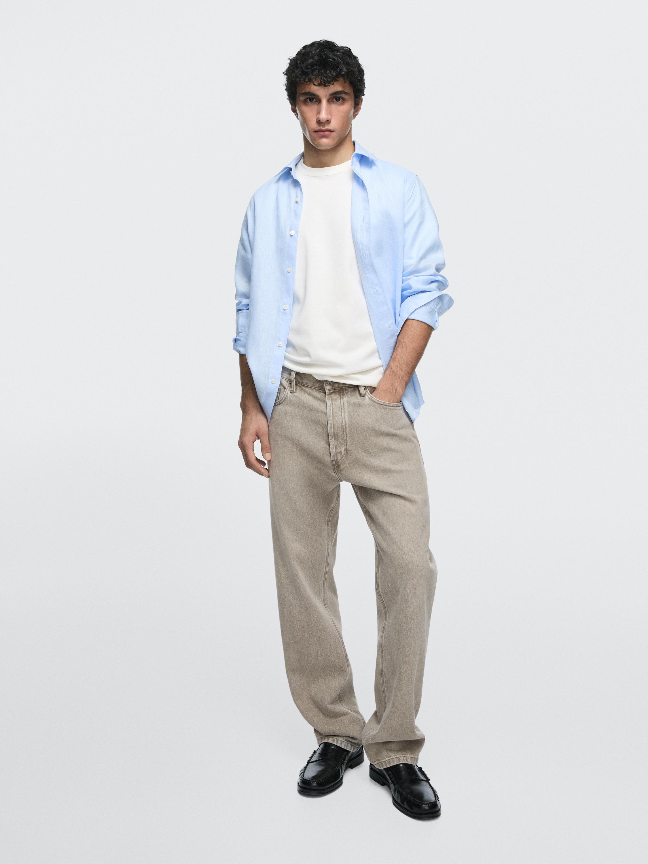 Straight-leg jeans — Greyish green