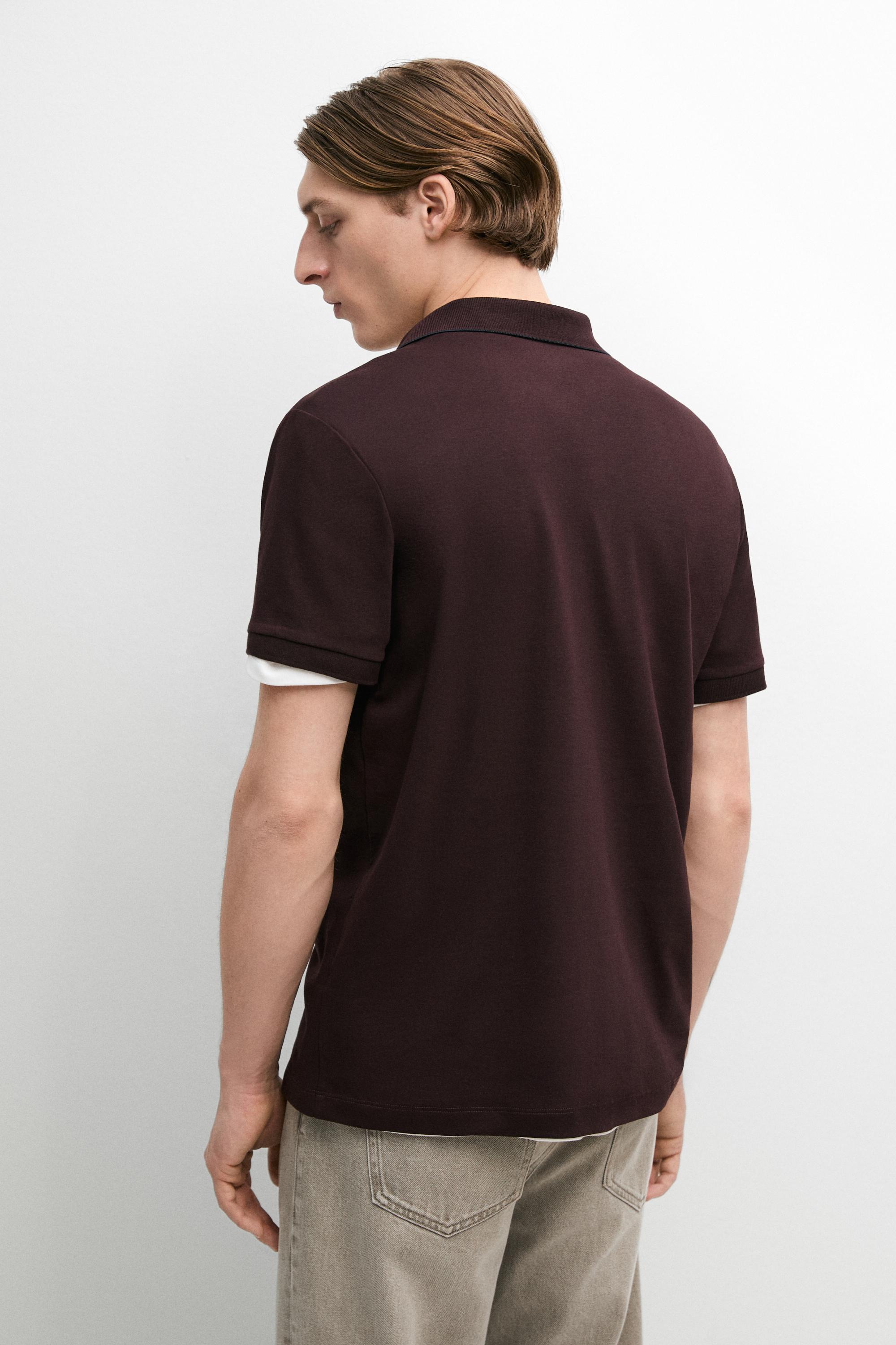 Cotton blend short sleeve polo shirt — MAROON