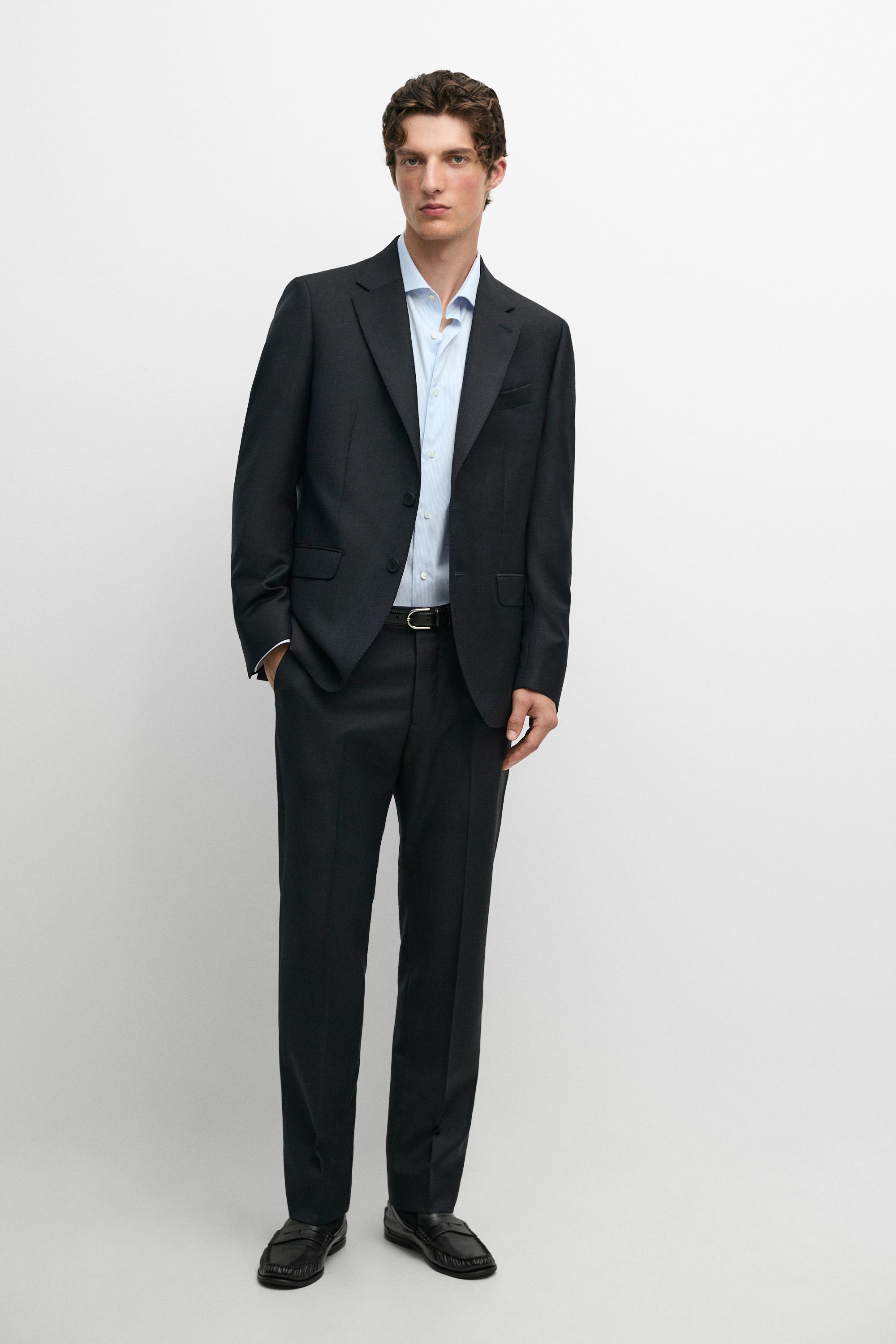 100% Wool Suit Blazer — NAVY BLUE