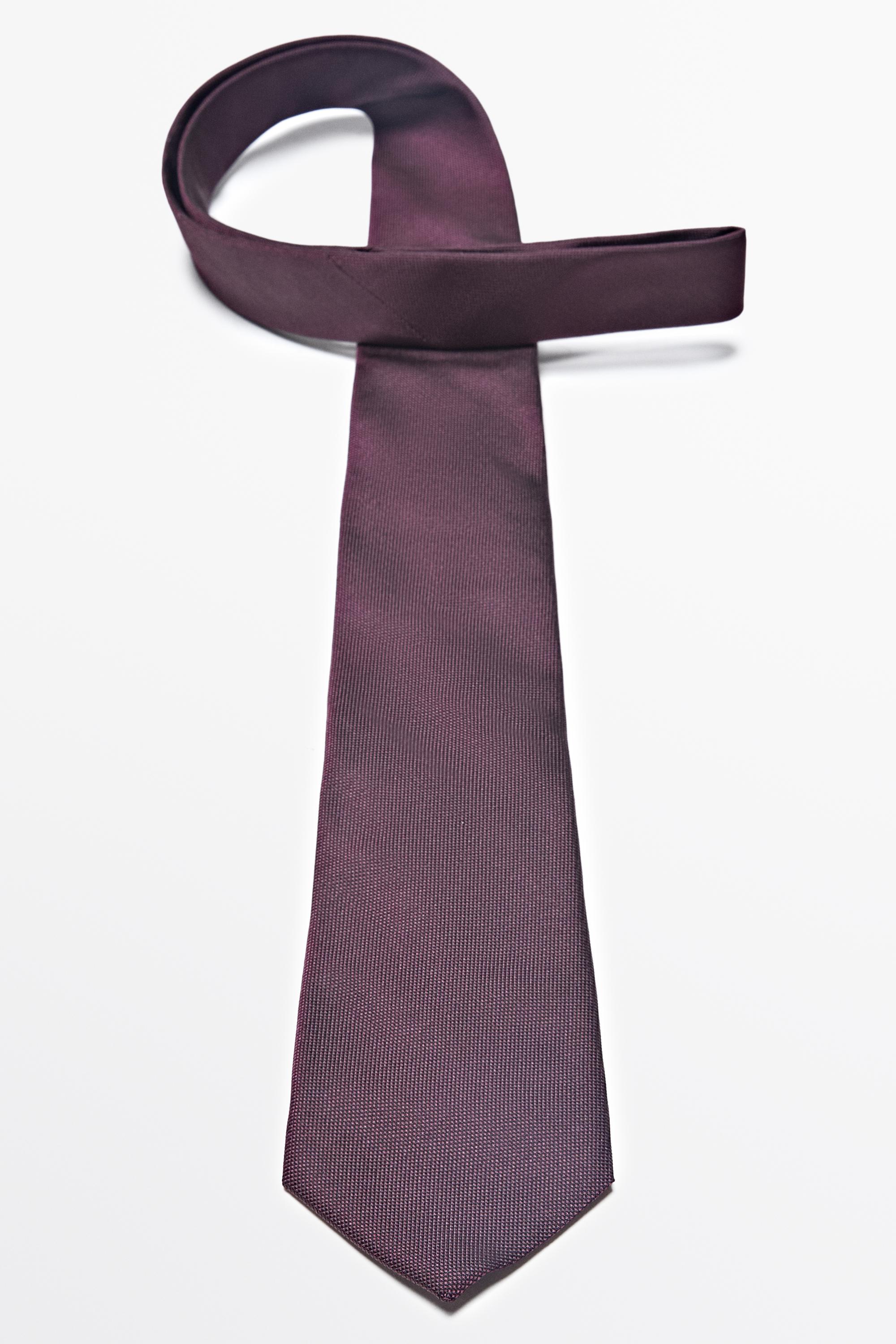 100% silk textured tie — BURGUNDY