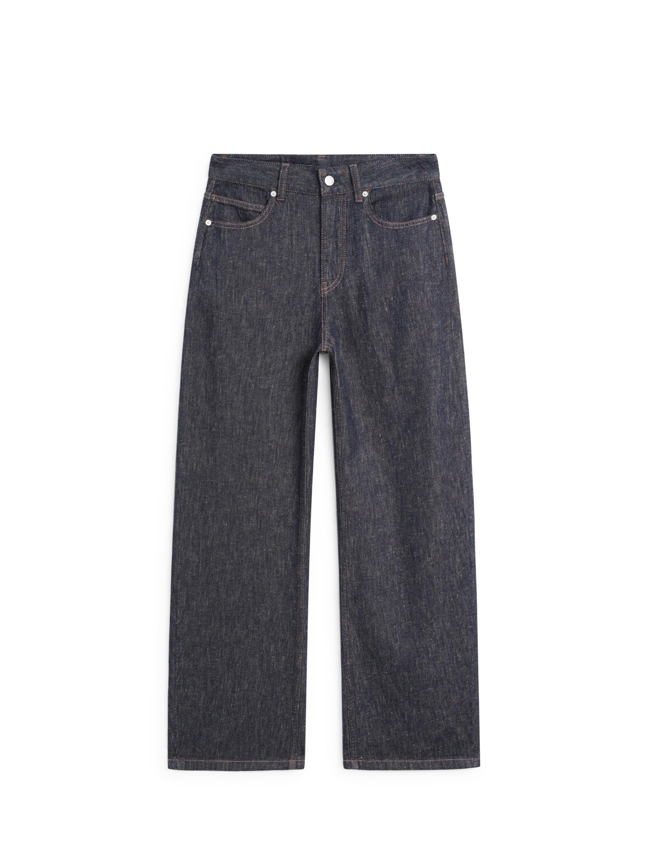 High-waist barrel fit jeans — DARK BLUE