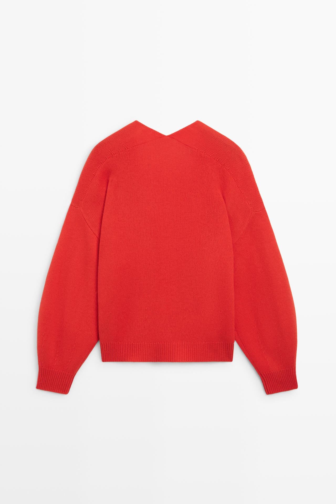 Oversize wool-blend knit sweater — RED