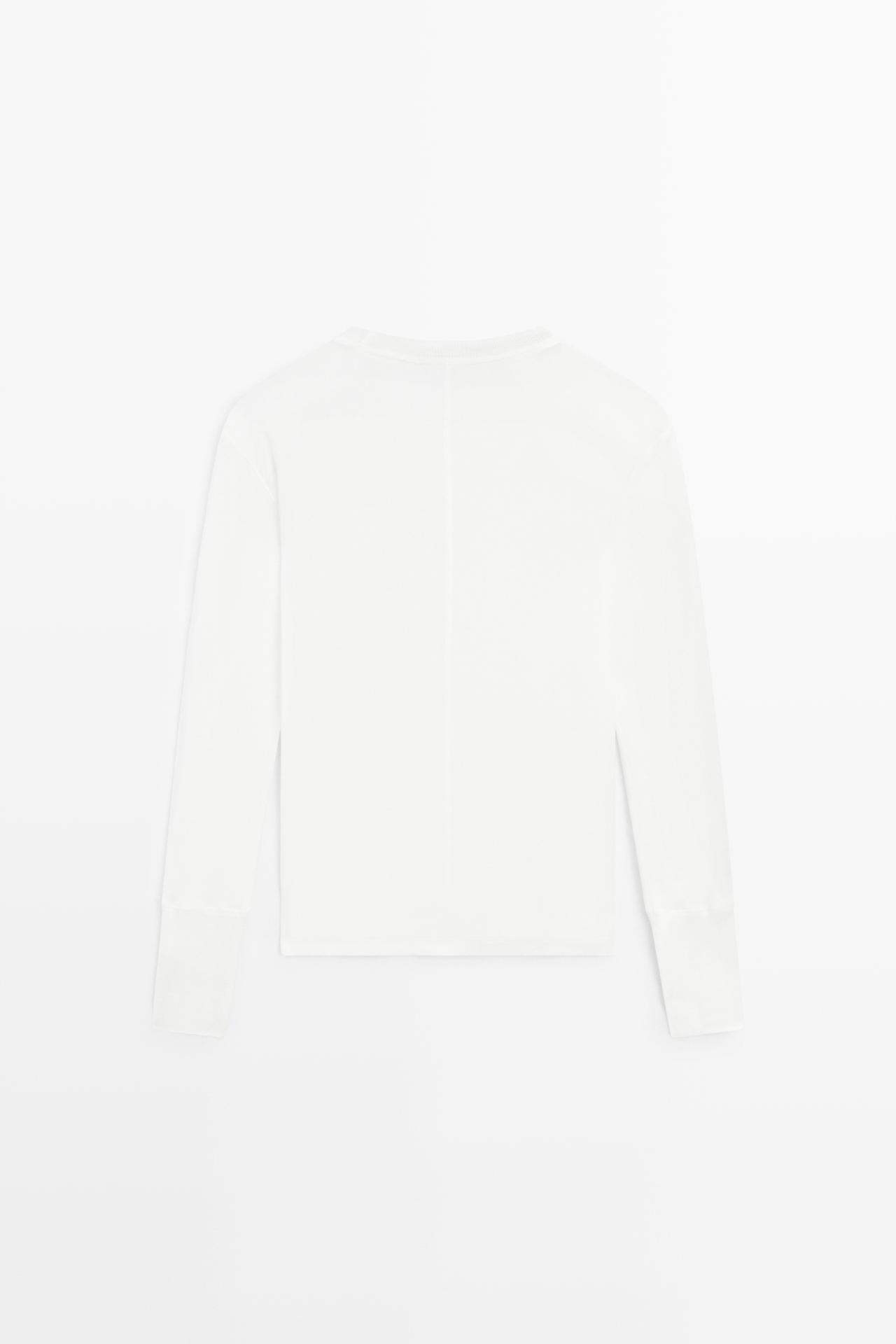 Long sleeve T-shirt with cuff detail — Off white