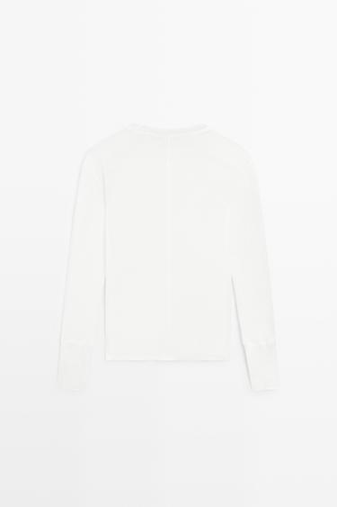 Long sleeve T-shirt with cuff detail — Off white 6