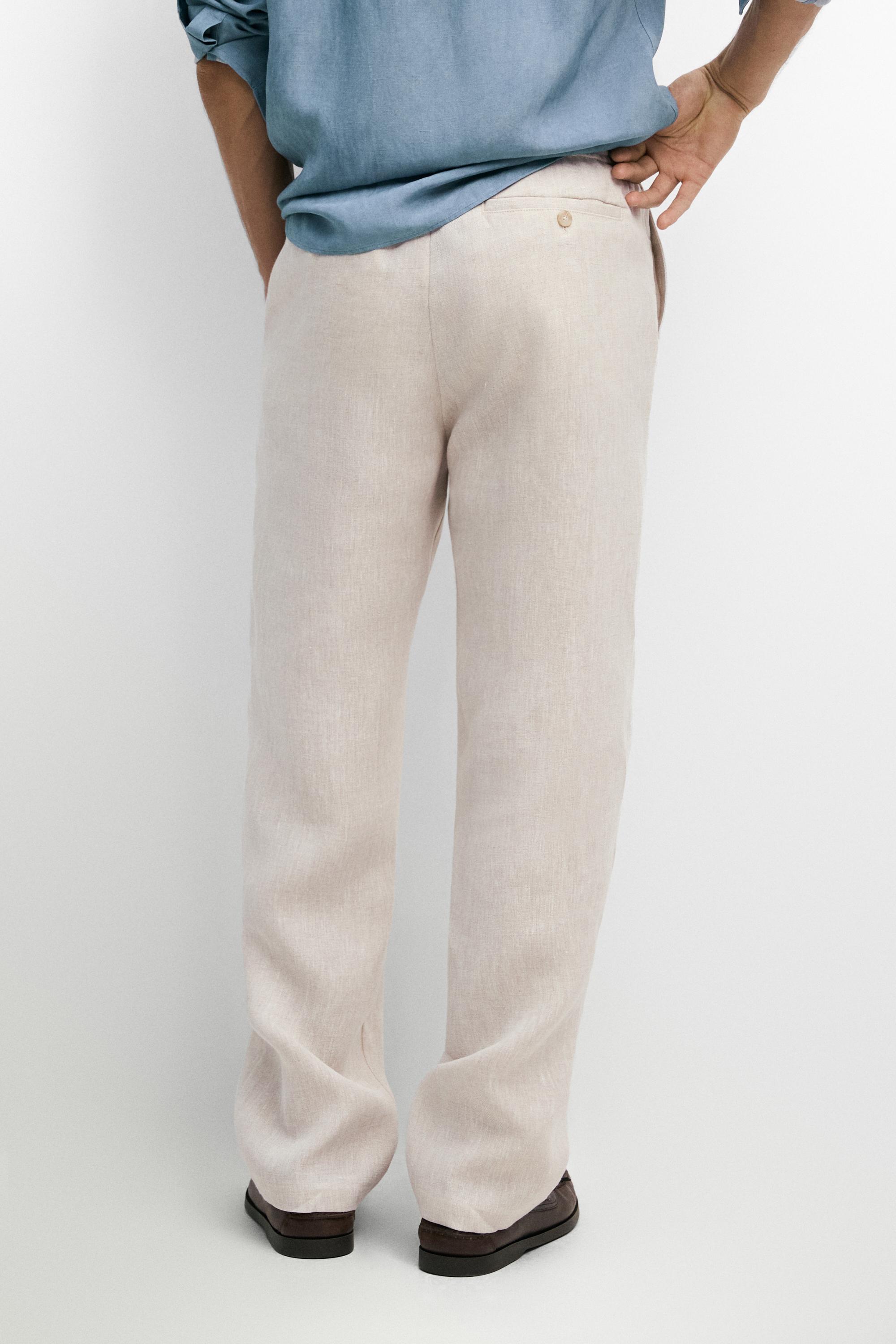 100% linen jogger fit pants — CREAM