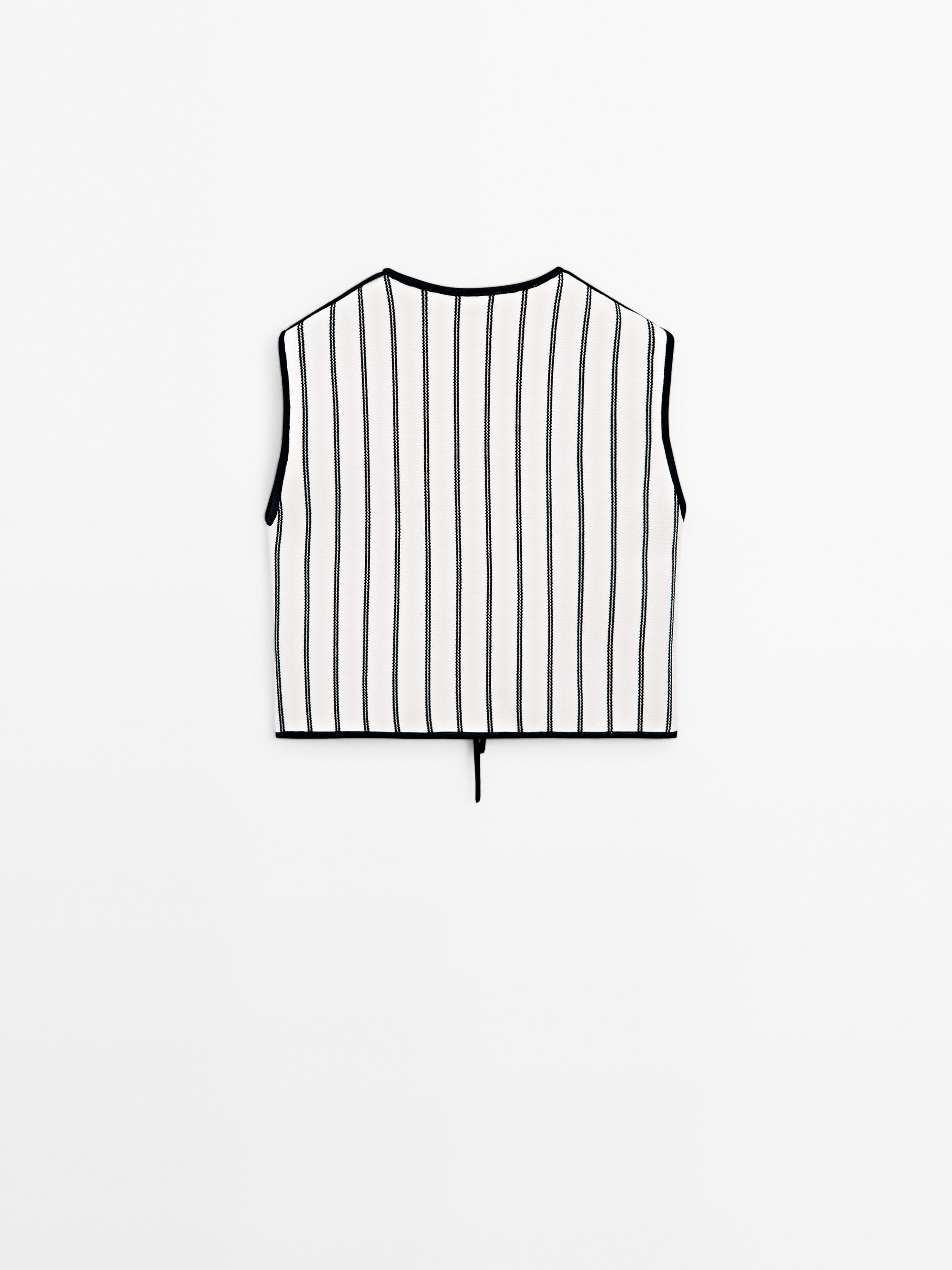 Striped knit vest with ties