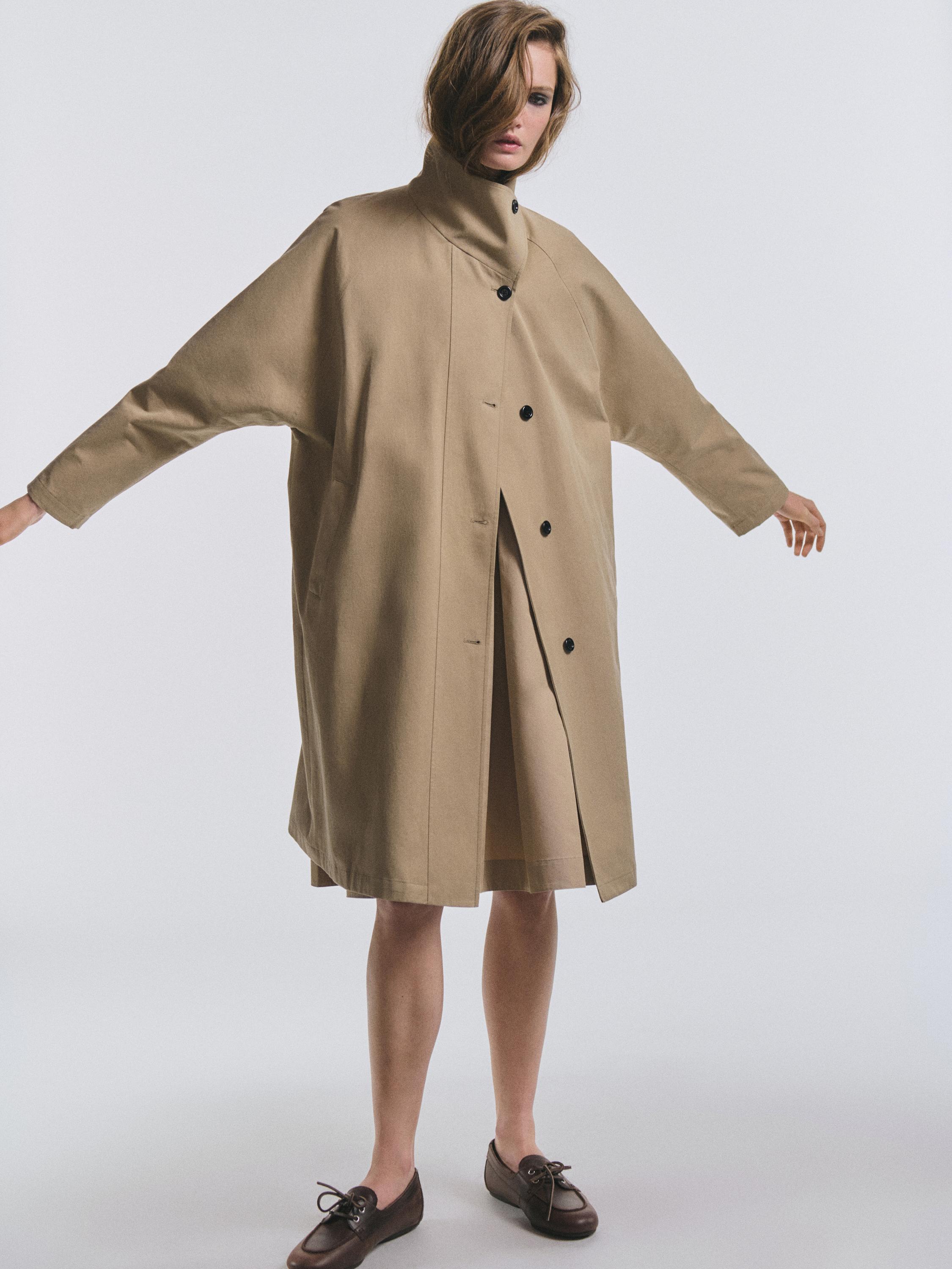 Дълъг памучен шлифер със странично закопчаване