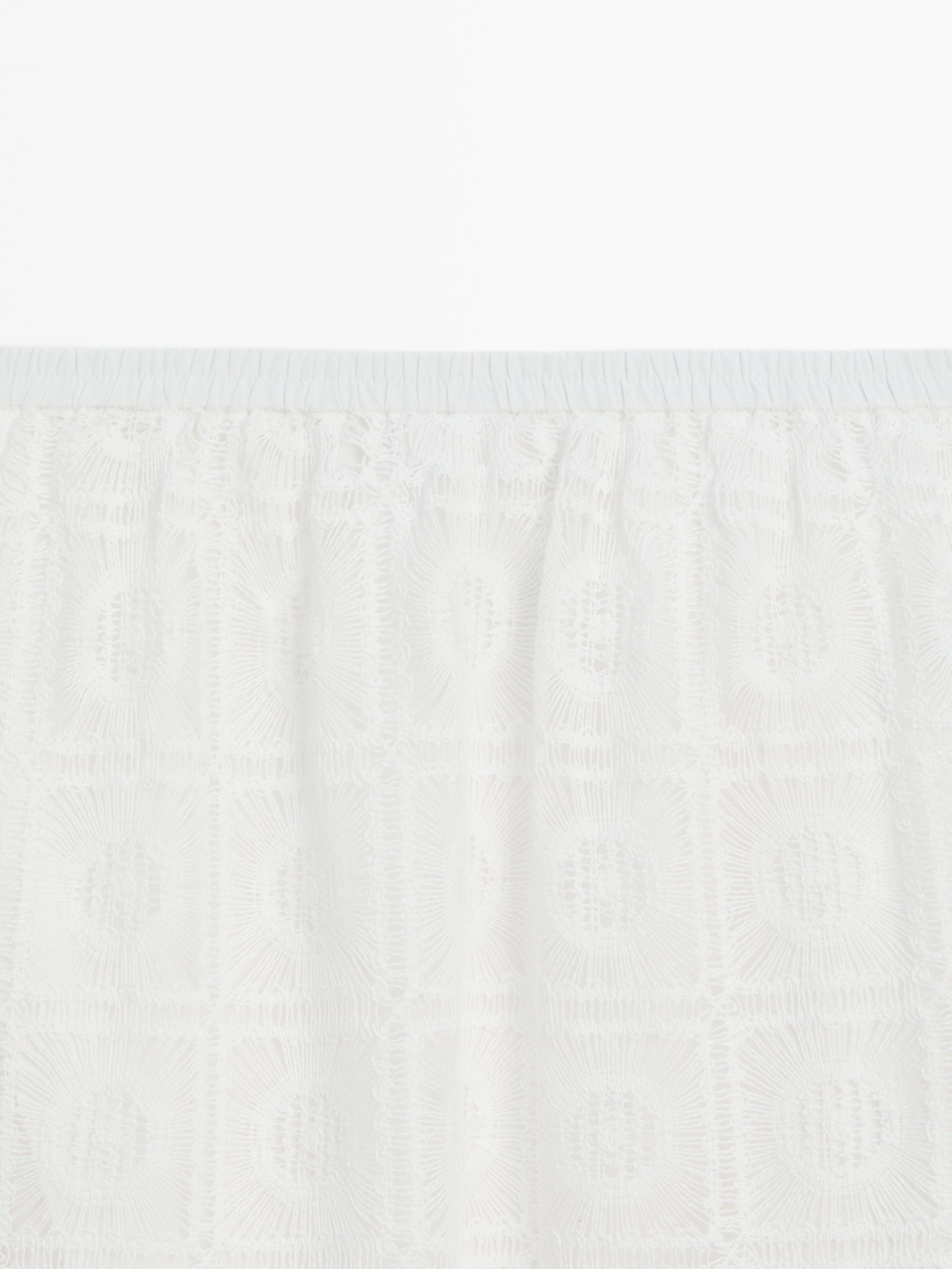 Long embroidered crochet co-ord skirt