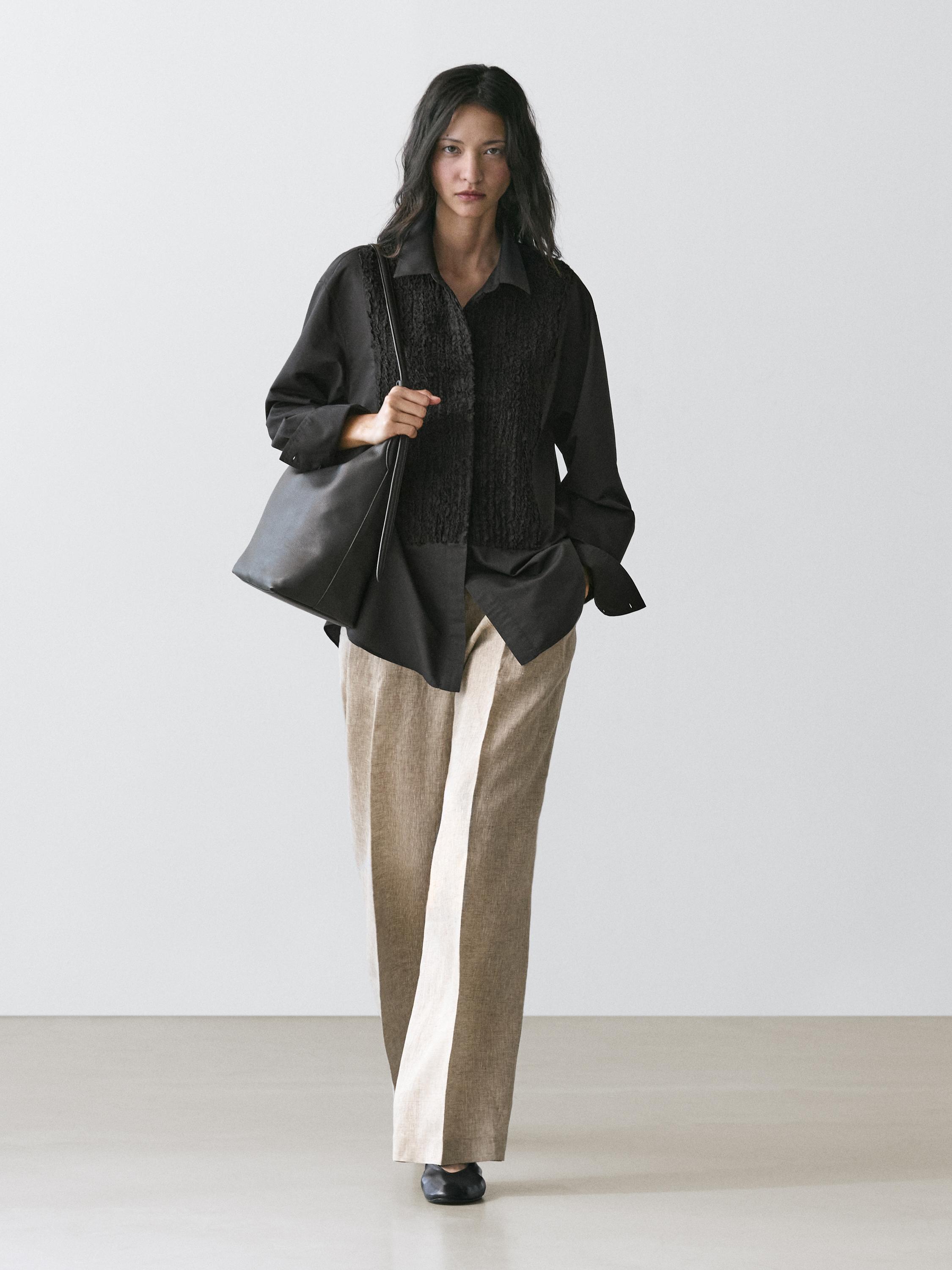 Chemise plastron avec broderies