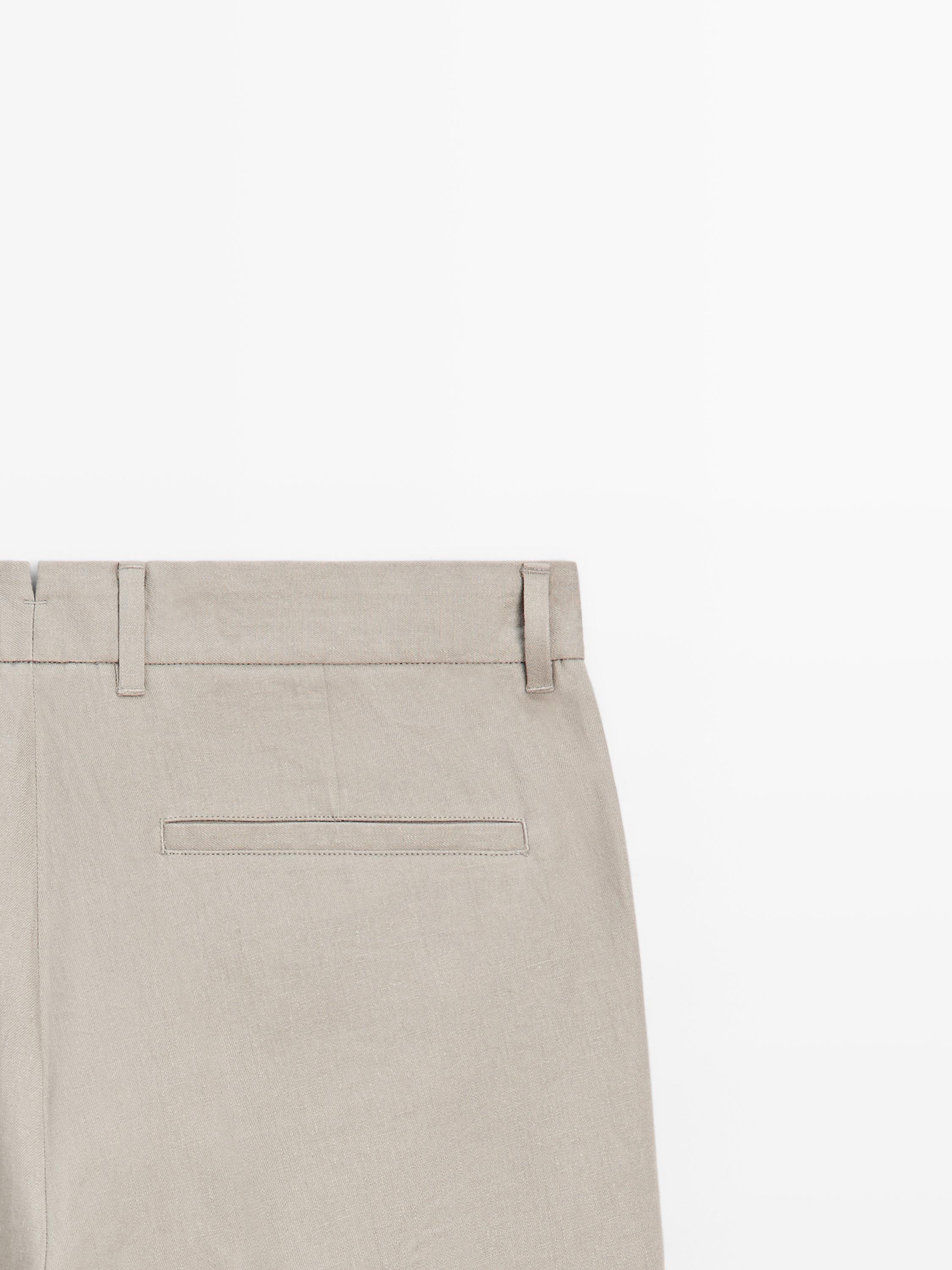 Tapered fit linen pants — BEIGE
