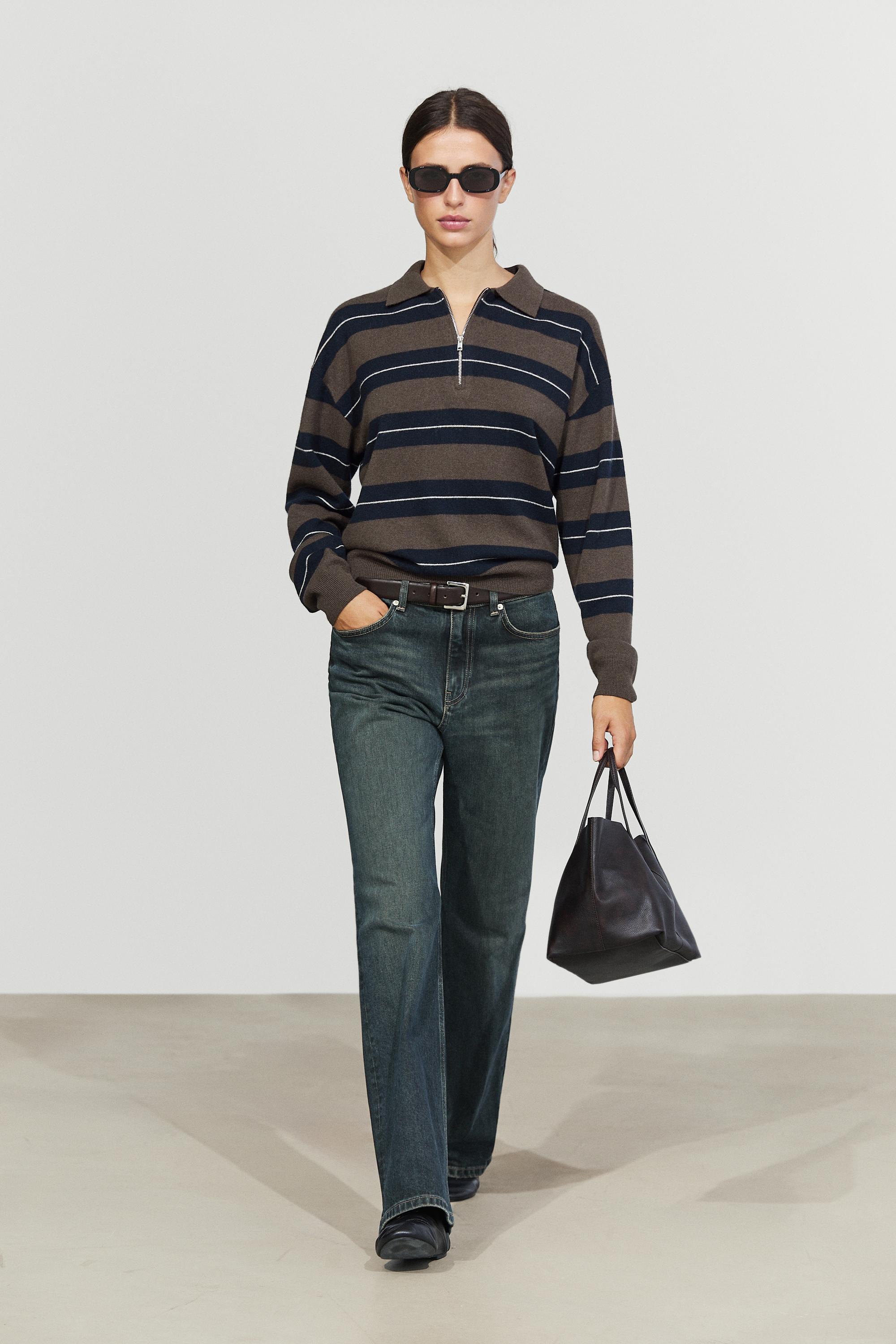 100% wool zip polo sweater