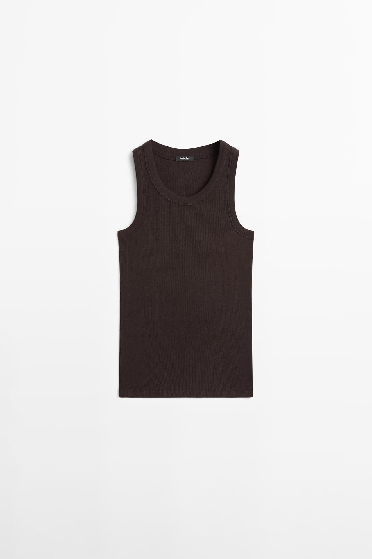 Cotton blend halter top — BROWN