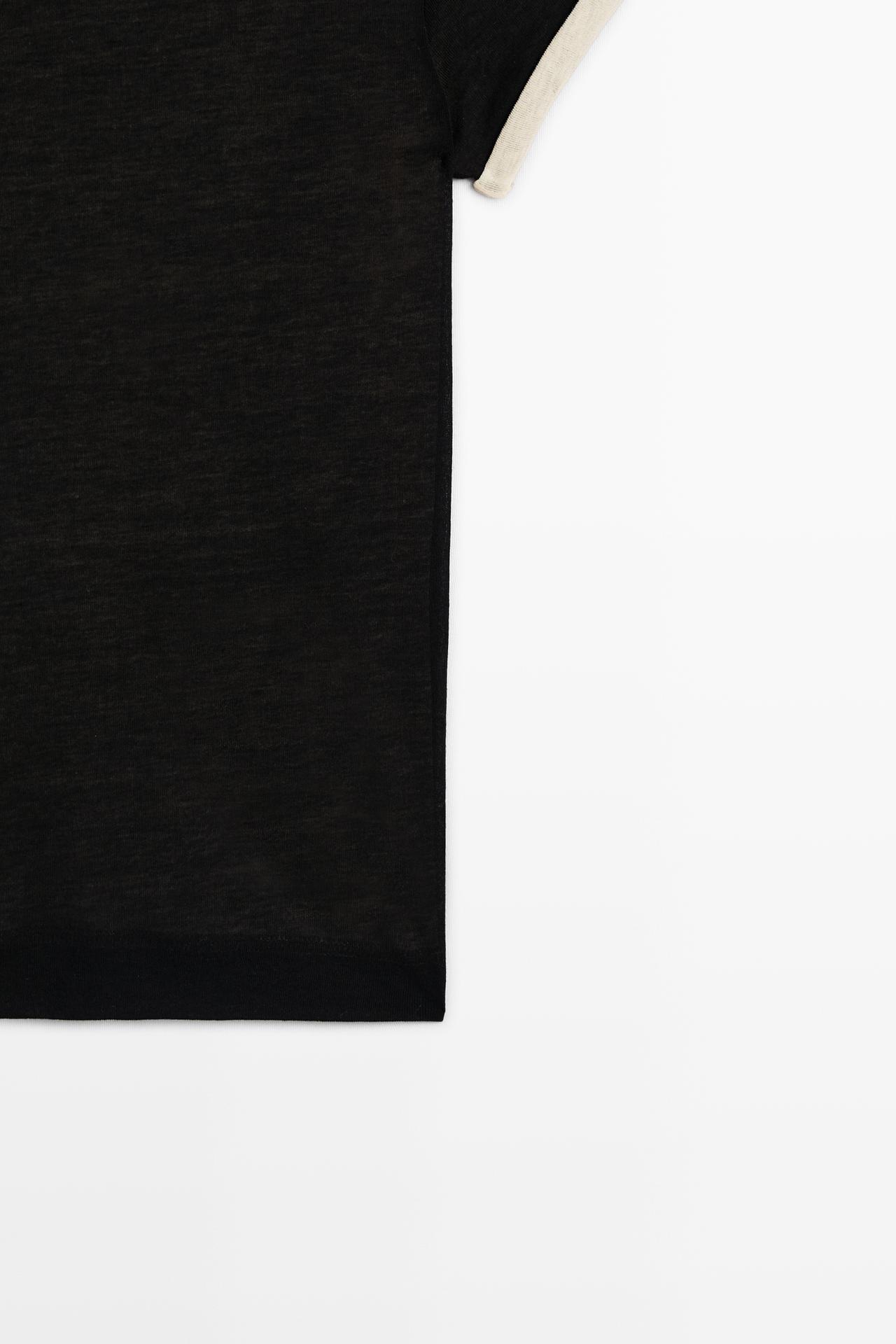 Double-layer short sleeve T-shirt — BLACK