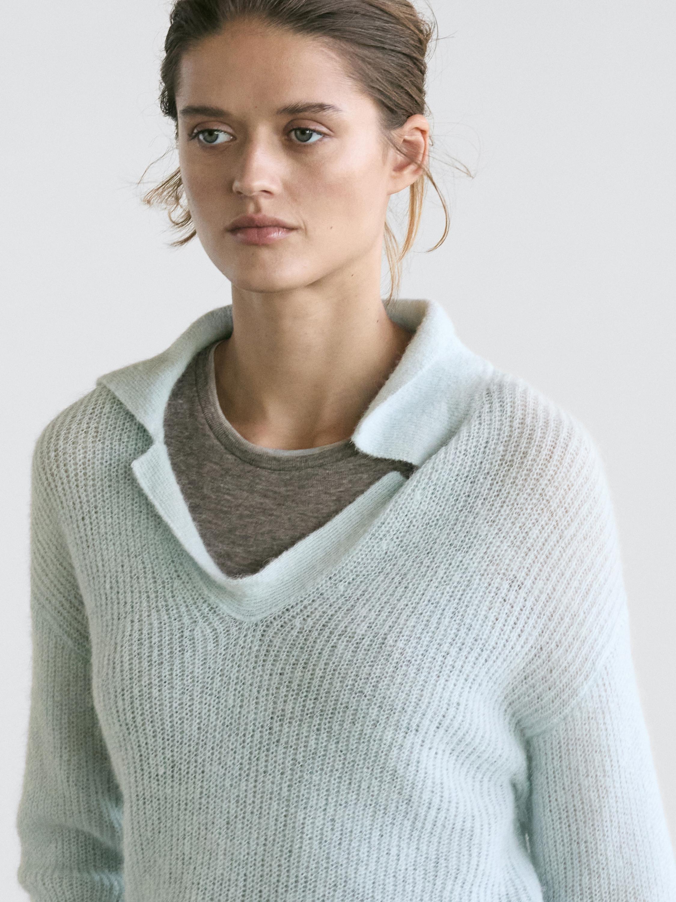 Strickpullover im Polo-Stil mit Alpakawolle