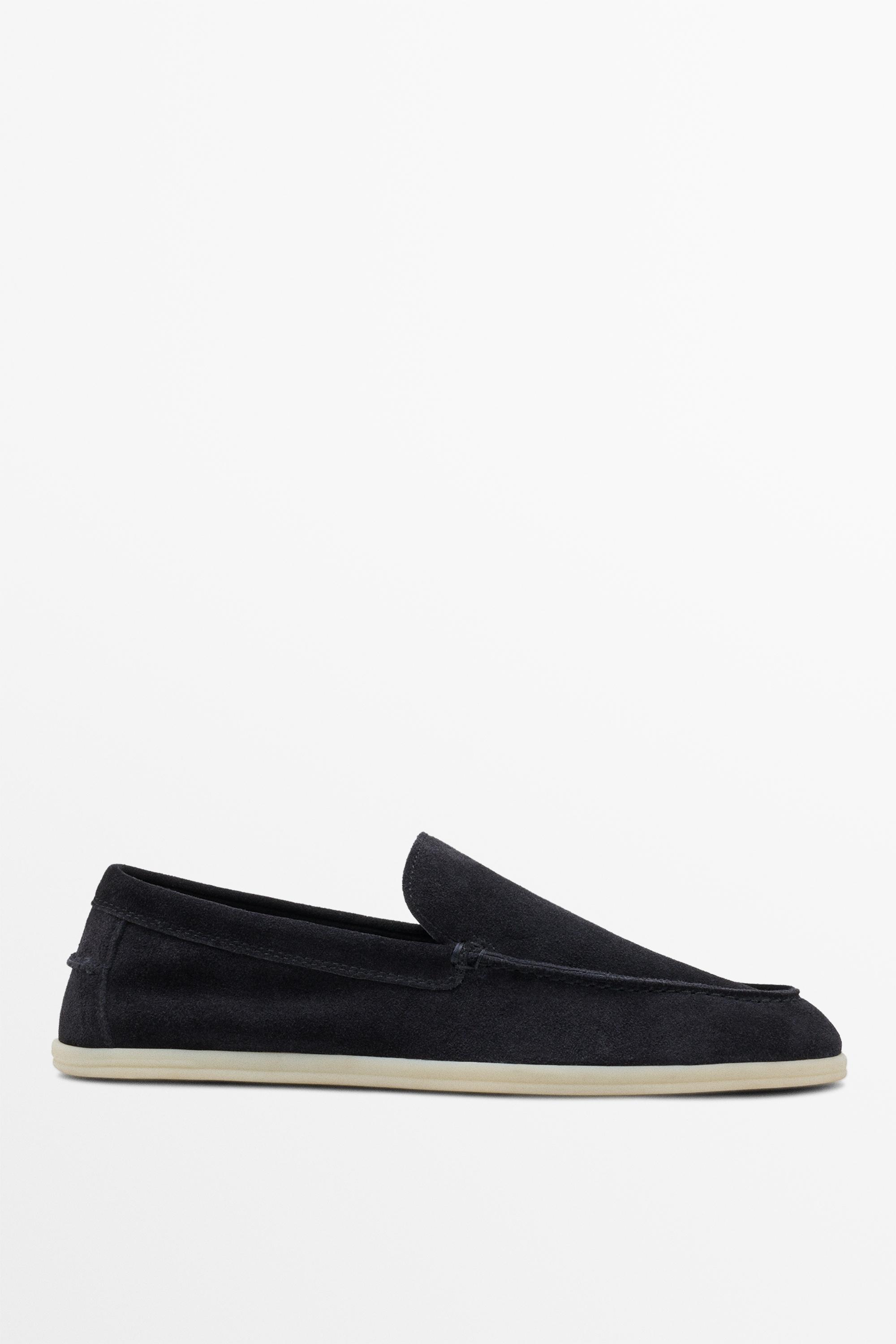 Soft split leather loafers — BLUE