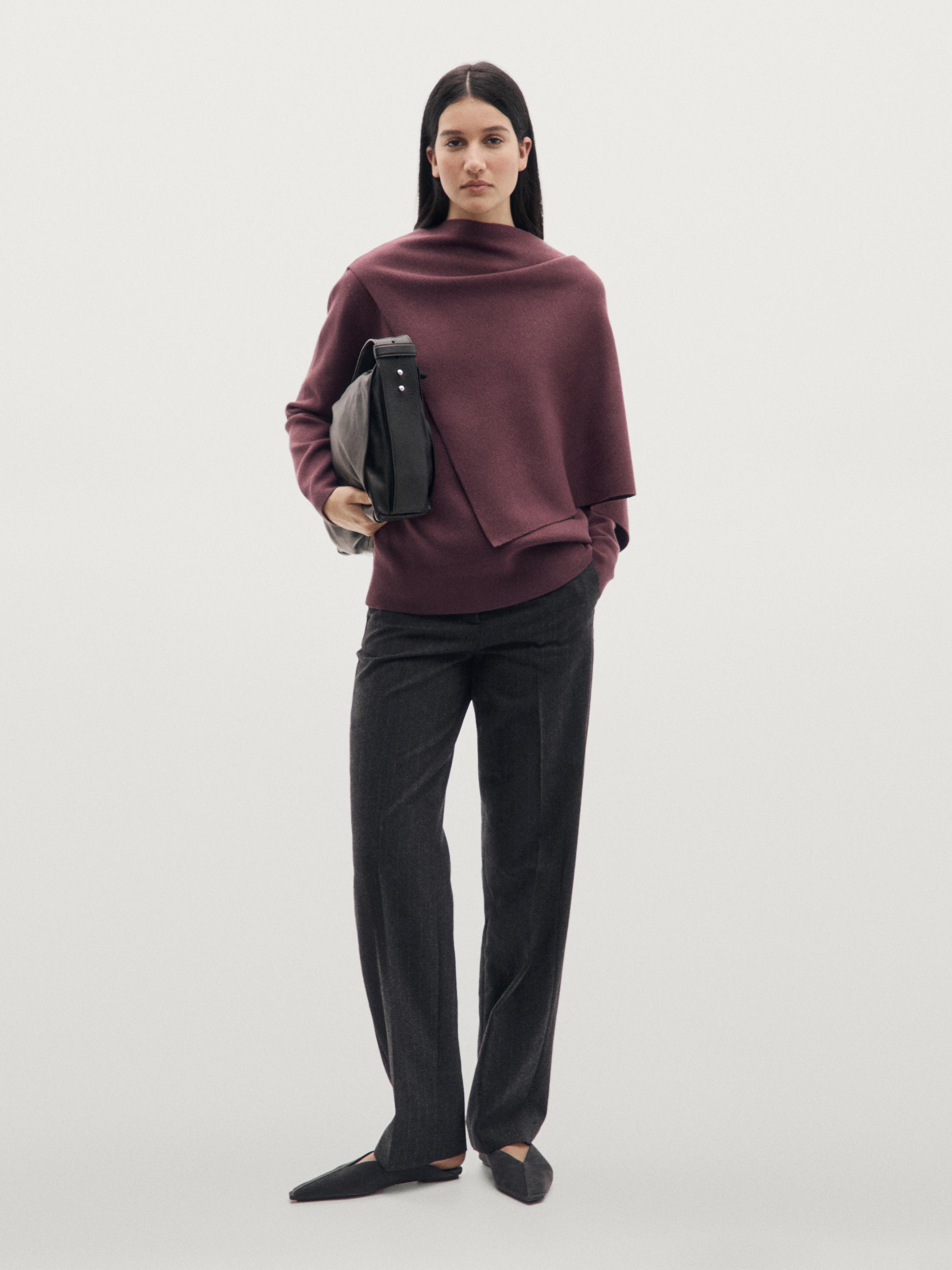 Knit sweater with scarf detail