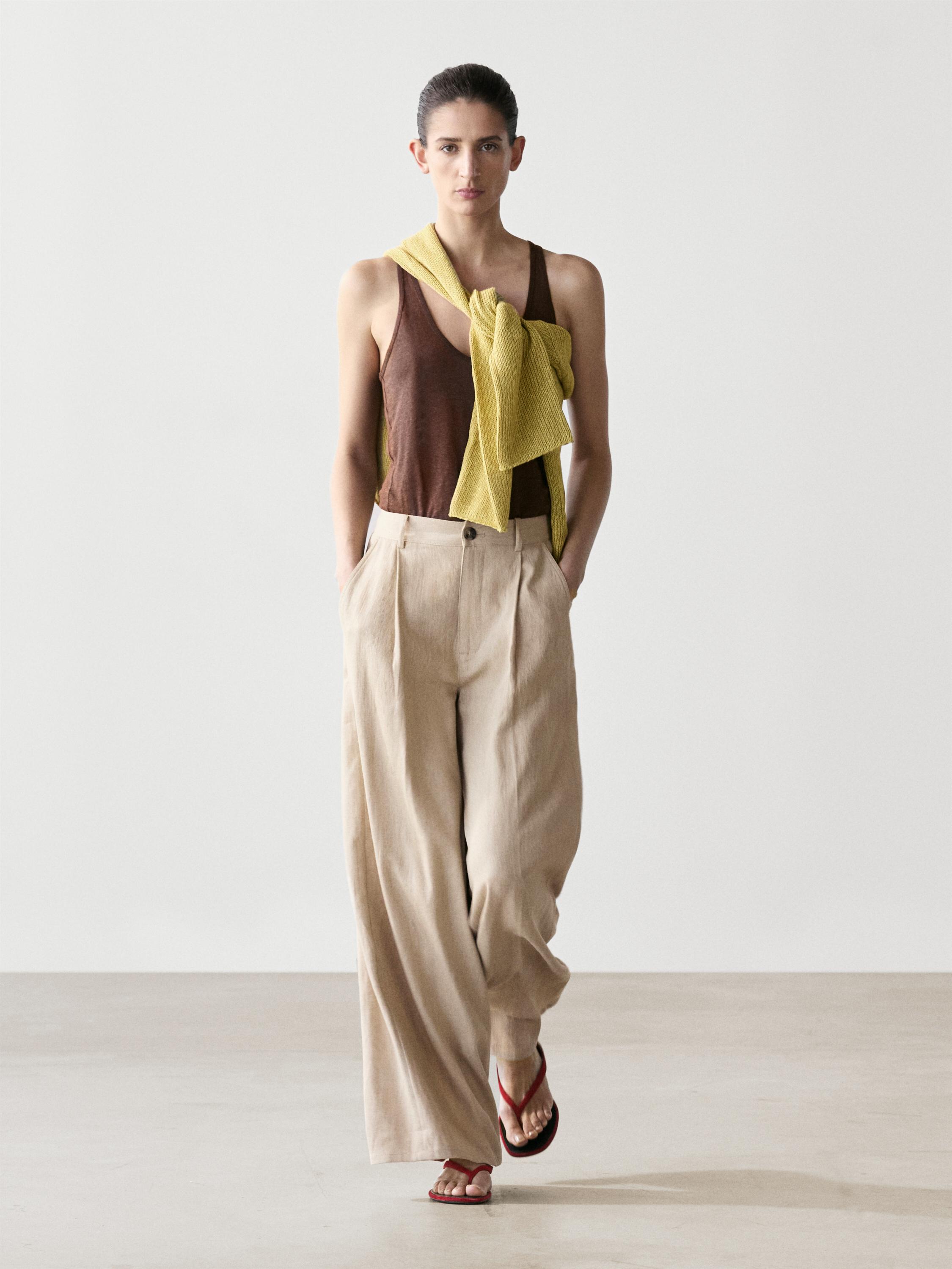 High-waisted loose-fit trousers