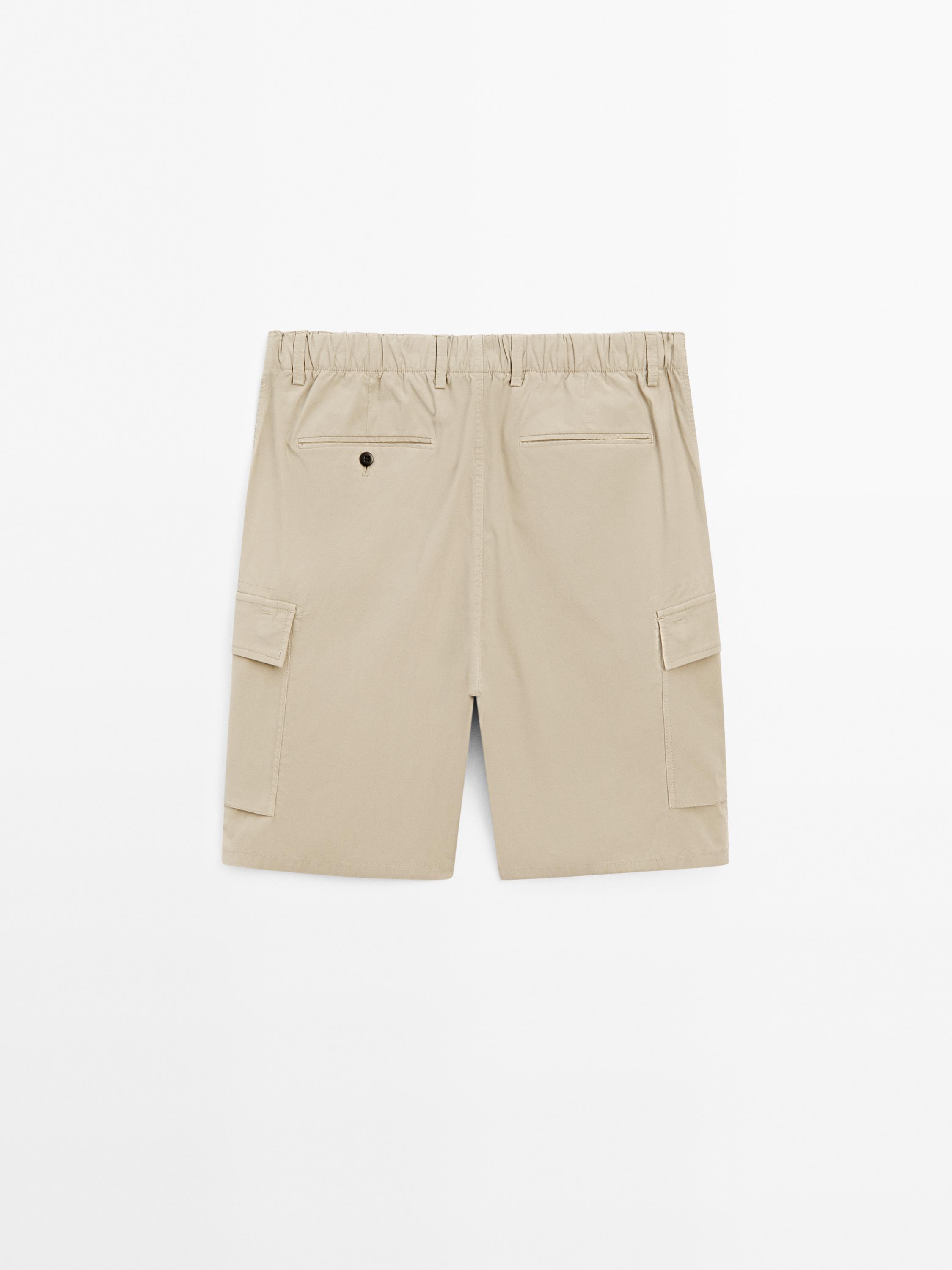 Cotton blend cargo Bermuda shorts