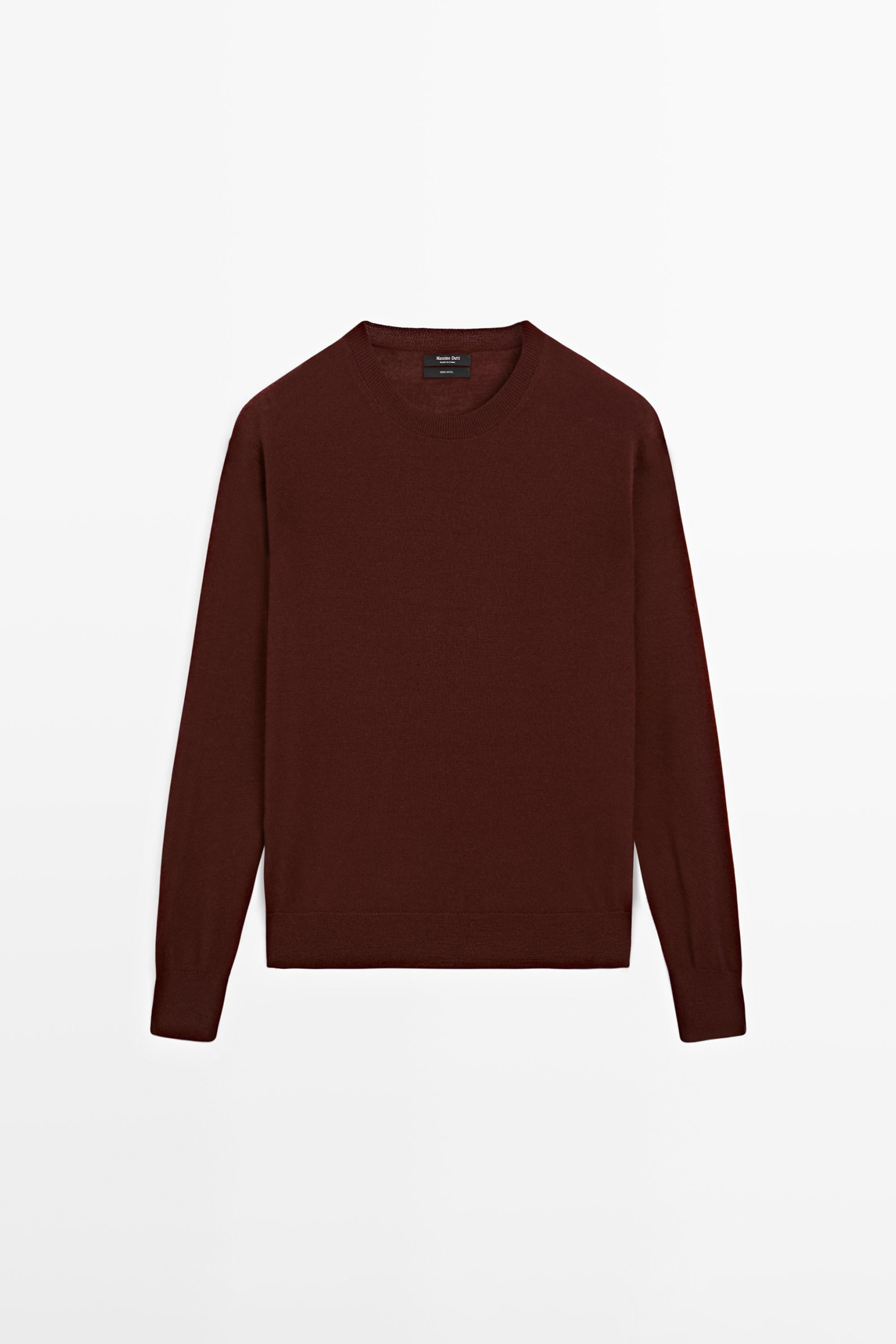 100% wool fine knit crew neck sweater
