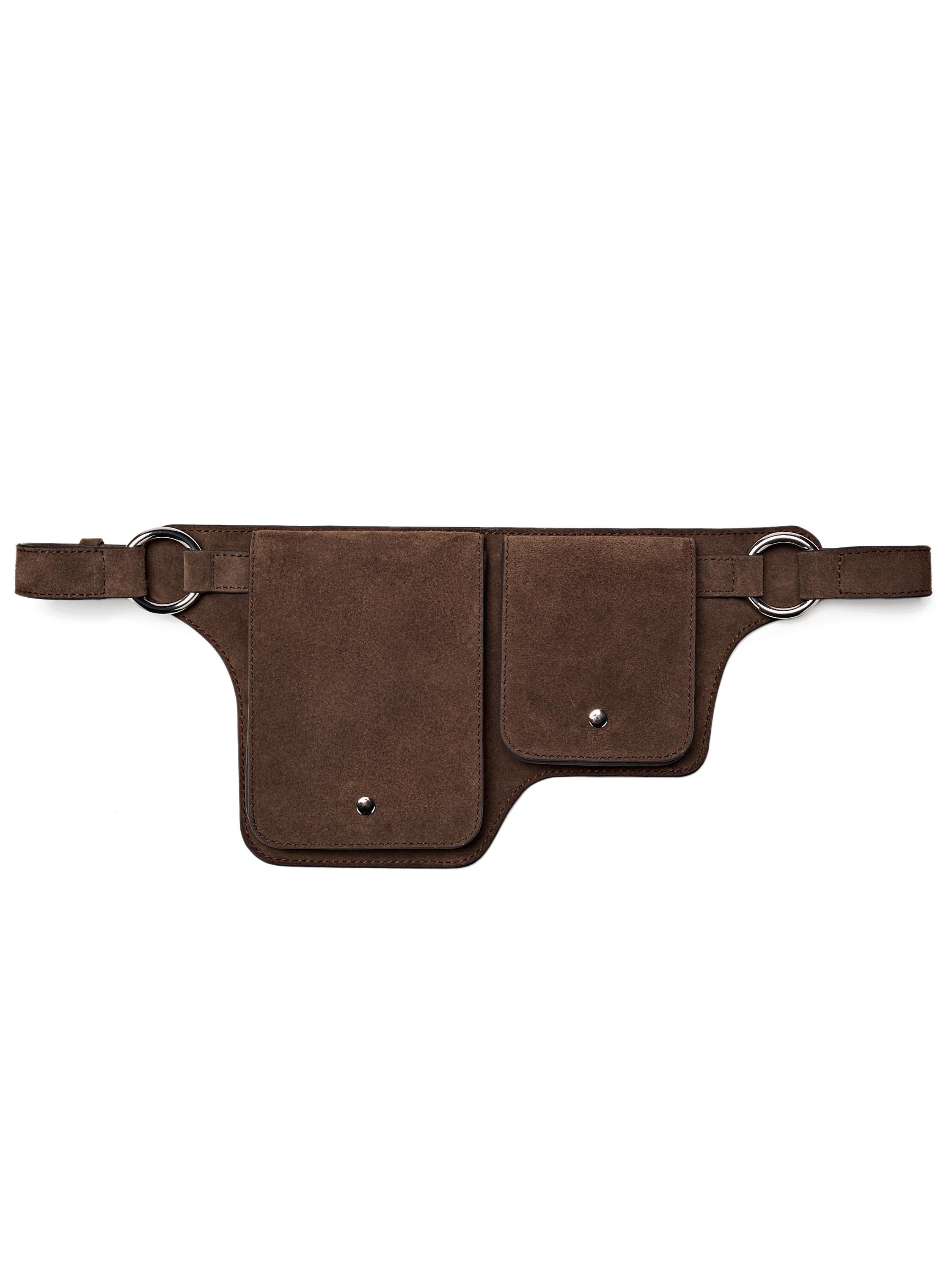 Split leather double compartment belt bag — MINK
