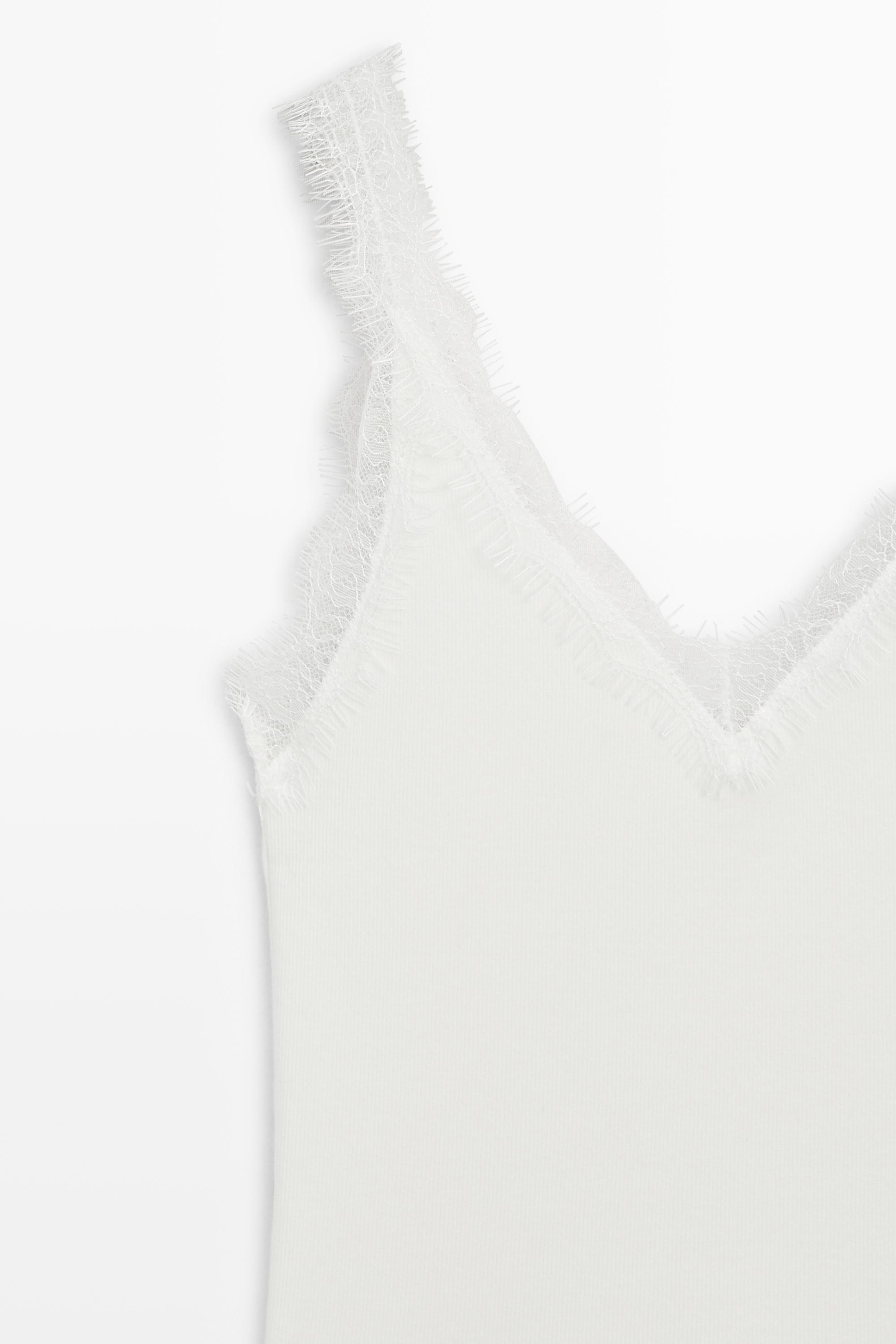 Strappy lace-trim top — Off white