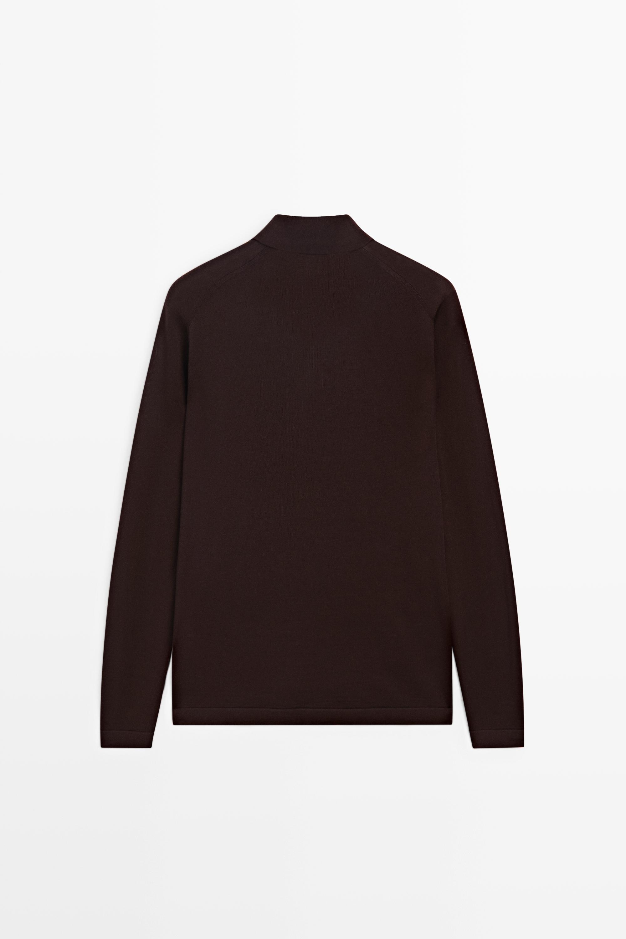 100% merino wool knit polo sweater — MAROON