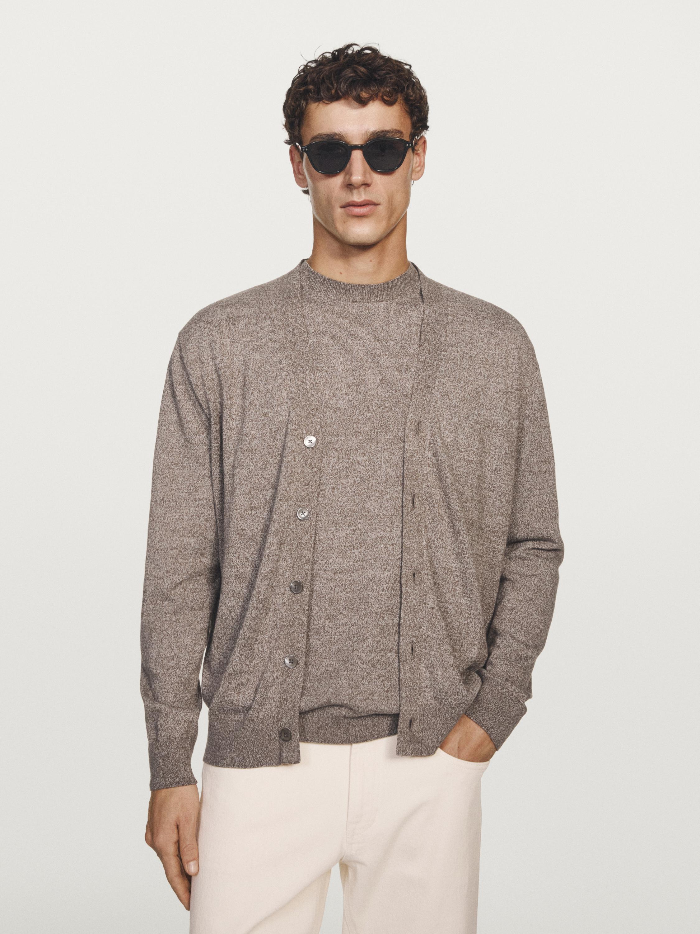 Wool blend knit cardigan
