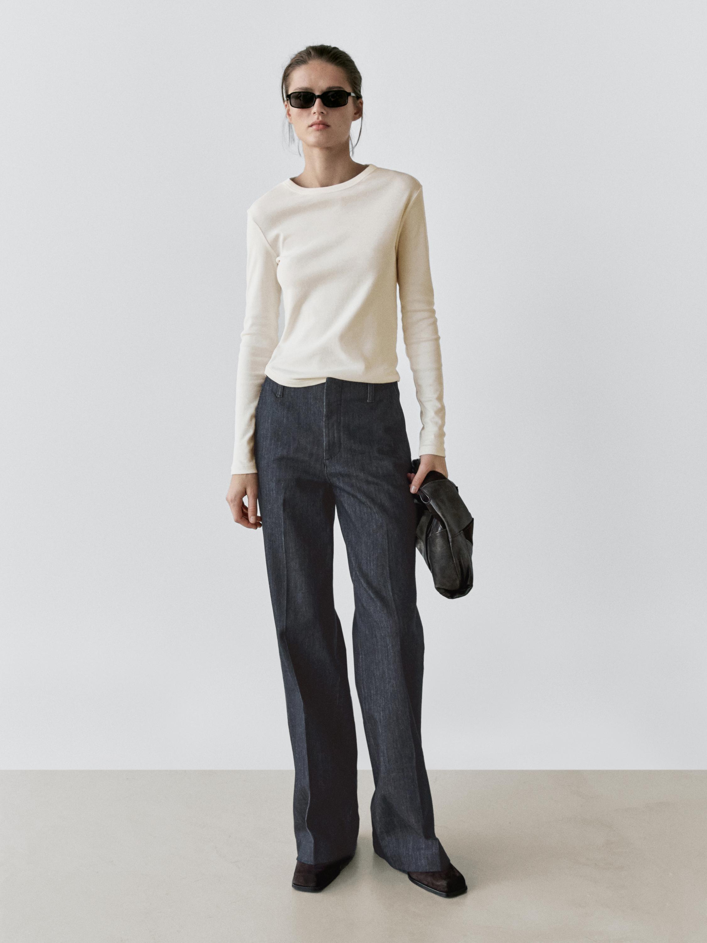Mid-rise wide-leg jeans — DARK BLUE