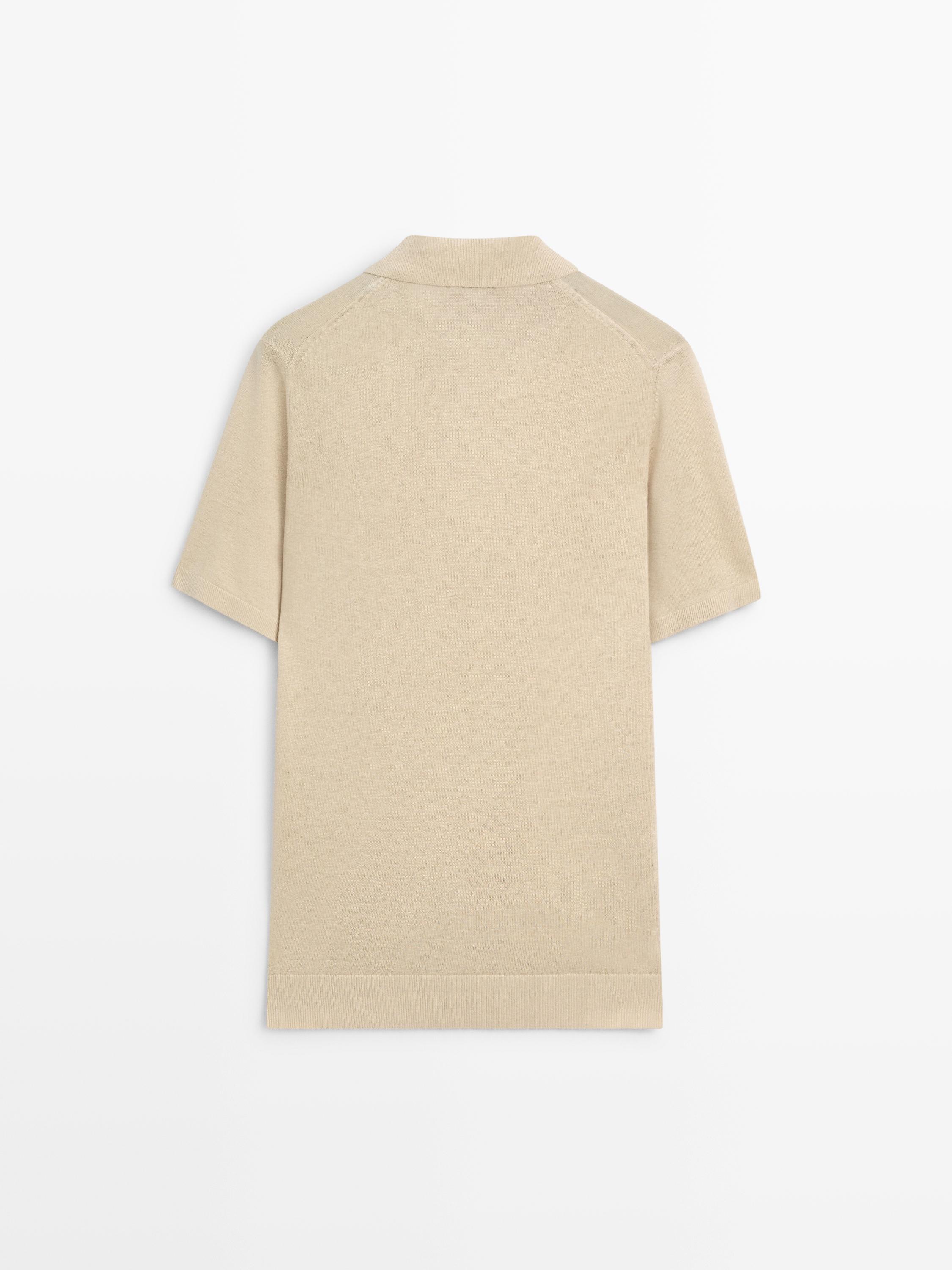 Linen knit polo sweater — Beige