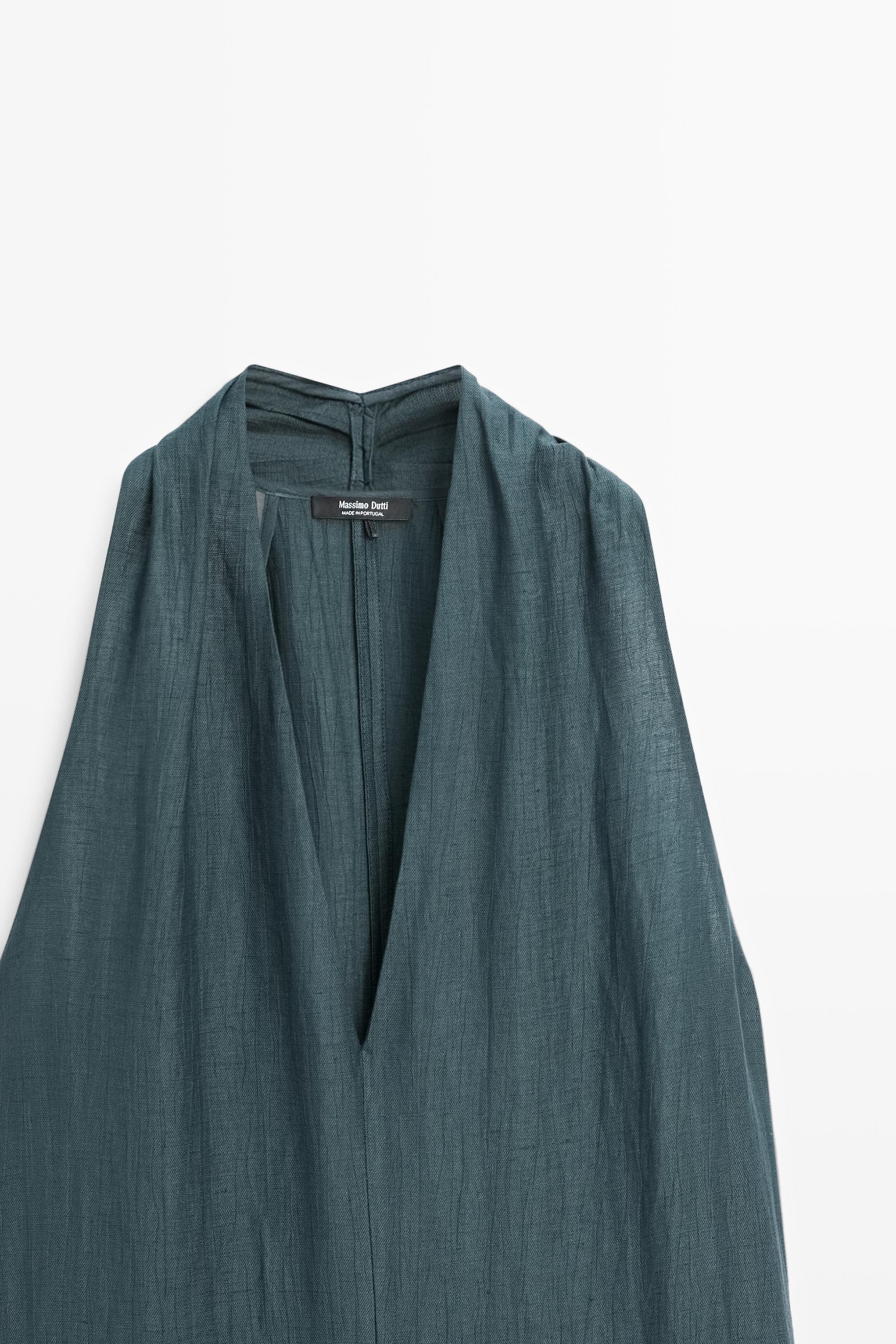 massimo dutti linen blend dress Long flowing linen blend dress  Black  Dress