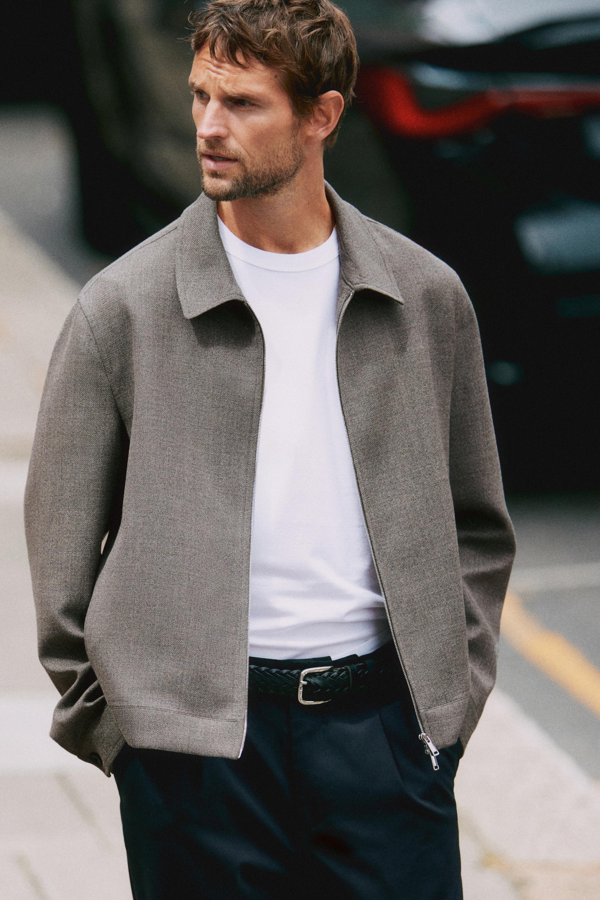 100% wool structured jacket — Greyish green